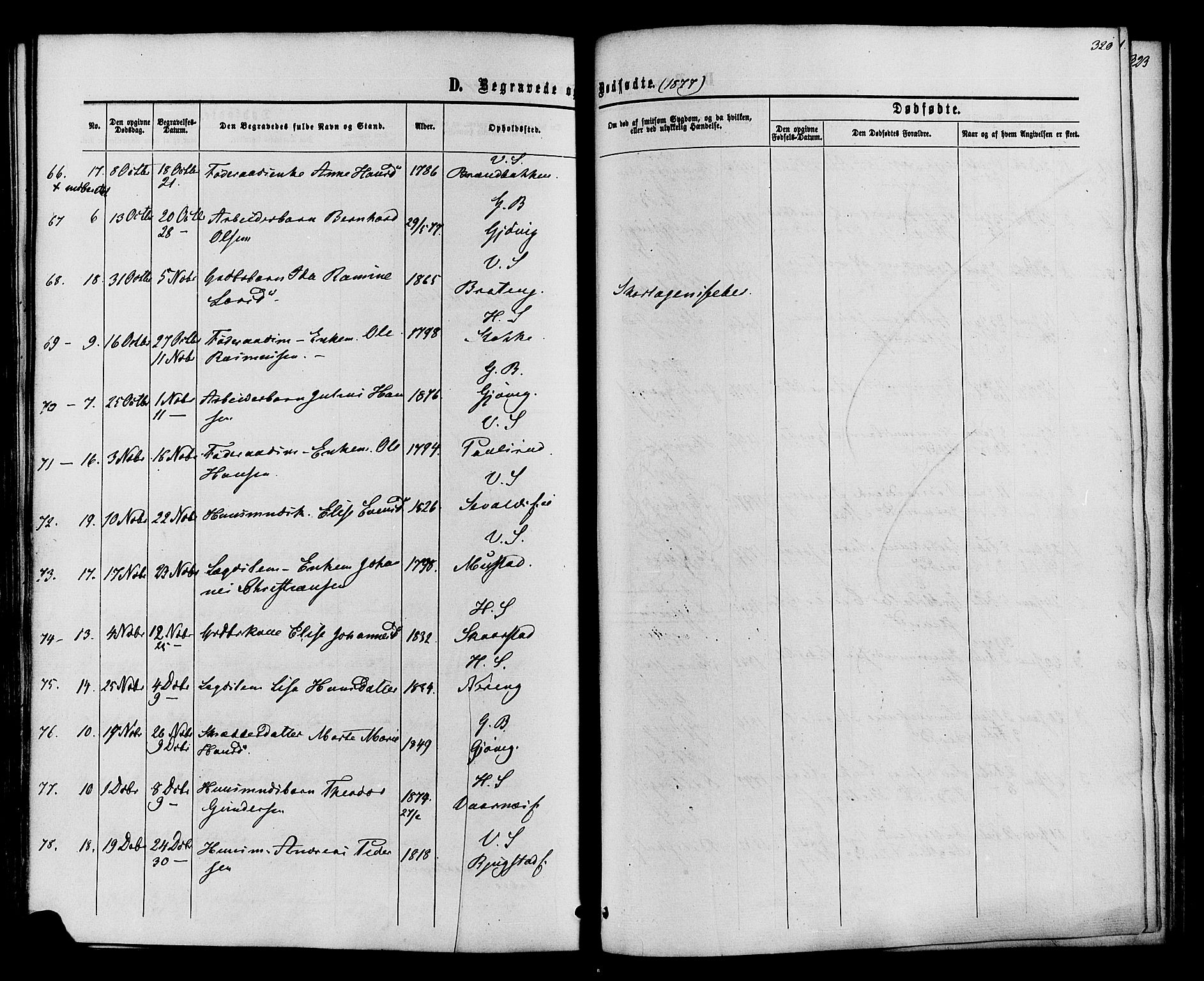 Vardal prestekontor, SAH/PREST-100/H/Ha/Haa/L0007: Parish register (official) no. 7, 1867-1878, p. 320