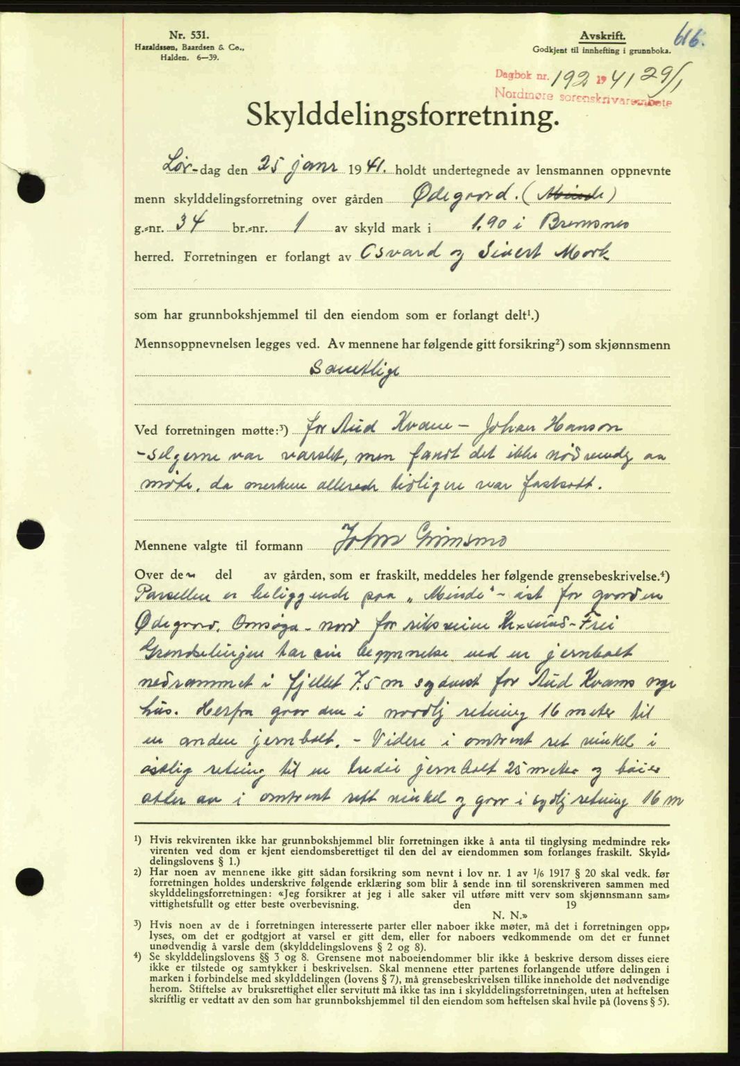 Nordmøre sorenskriveri, SAT/A-4132/1/2/2Ca: Mortgage book no. A89, 1940-1941, Diary no: : 192/1941