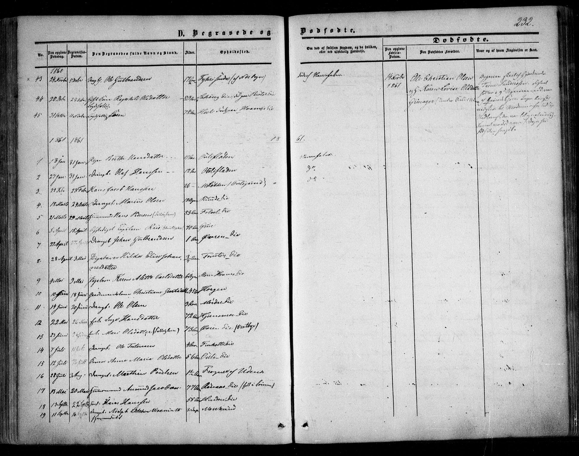 Nes prestekontor Kirkebøker, SAO/A-10410/F/Fc/L0001: Parish register (official) no. III 1, 1859-1882, p. 232