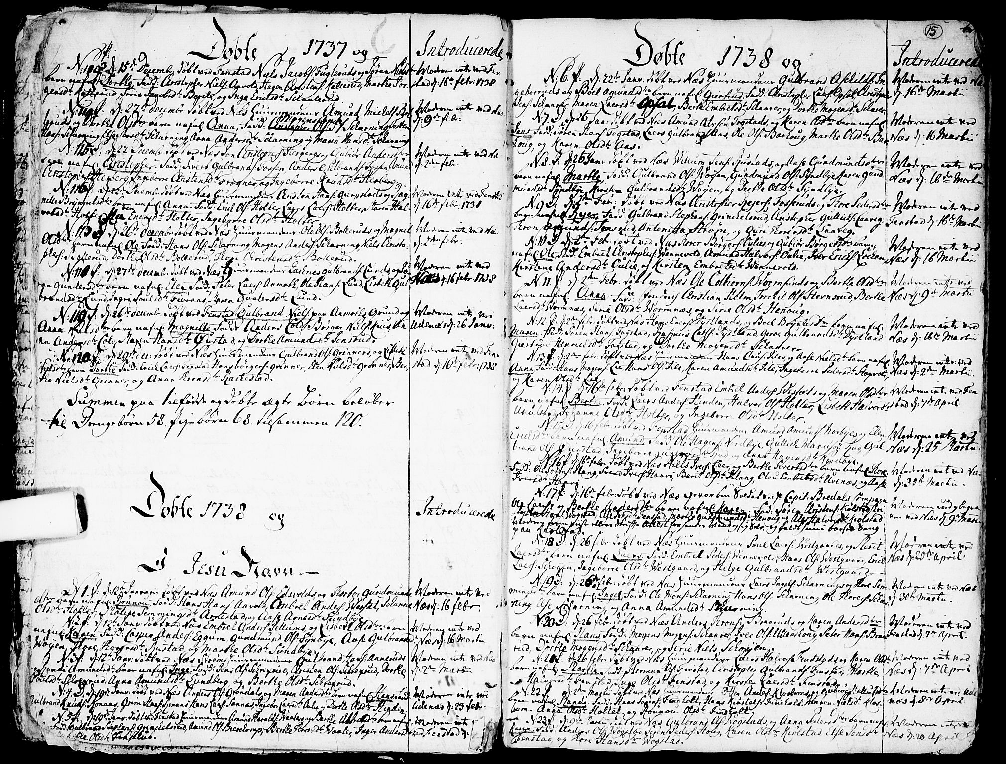 Nes prestekontor Kirkebøker, AV/SAO-A-10410/F/Fa/L0003: Parish register (official) no. I 3, 1734-1781, p. 15