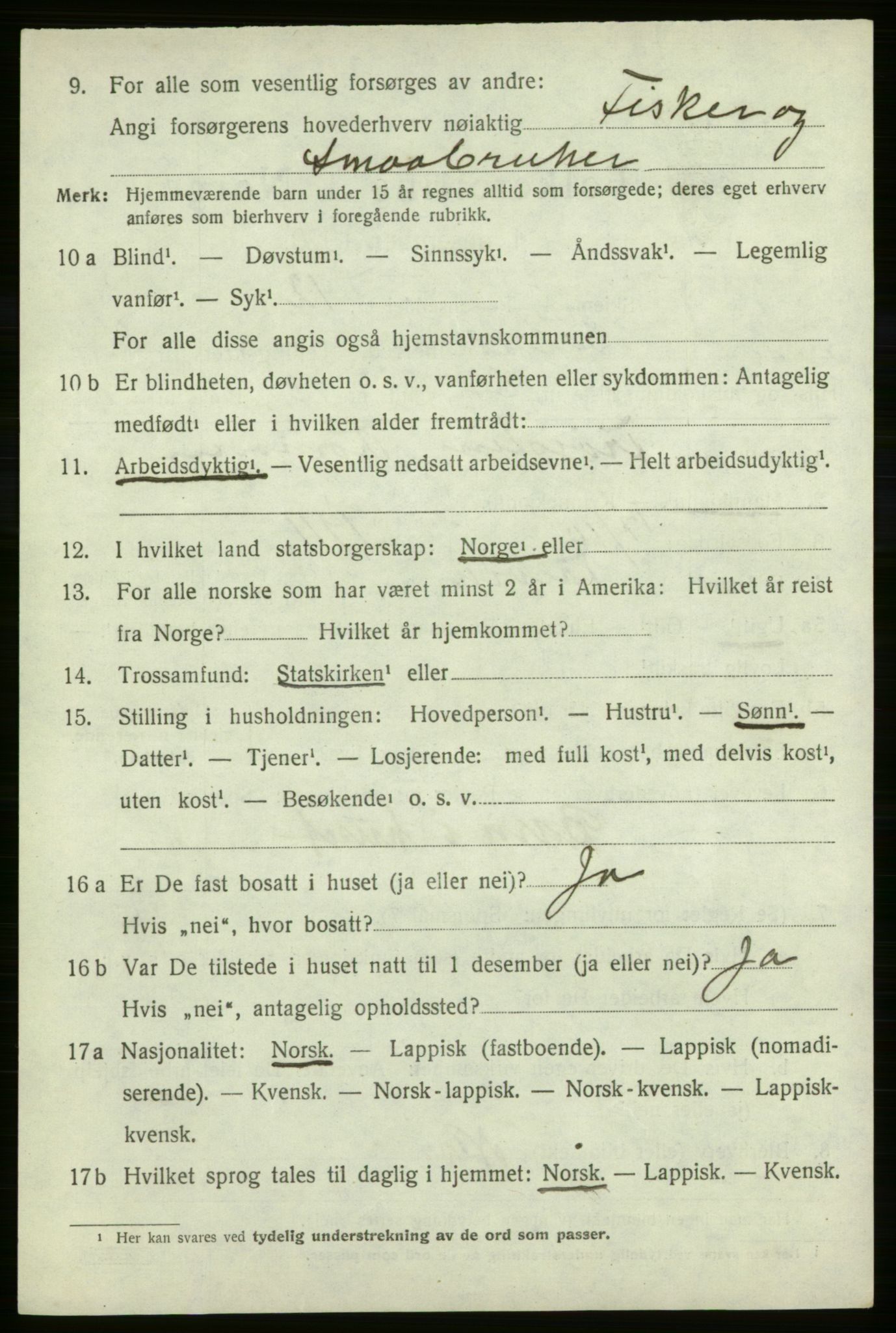 SATØ, 1920 census for Talvik, 1920, p. 3339