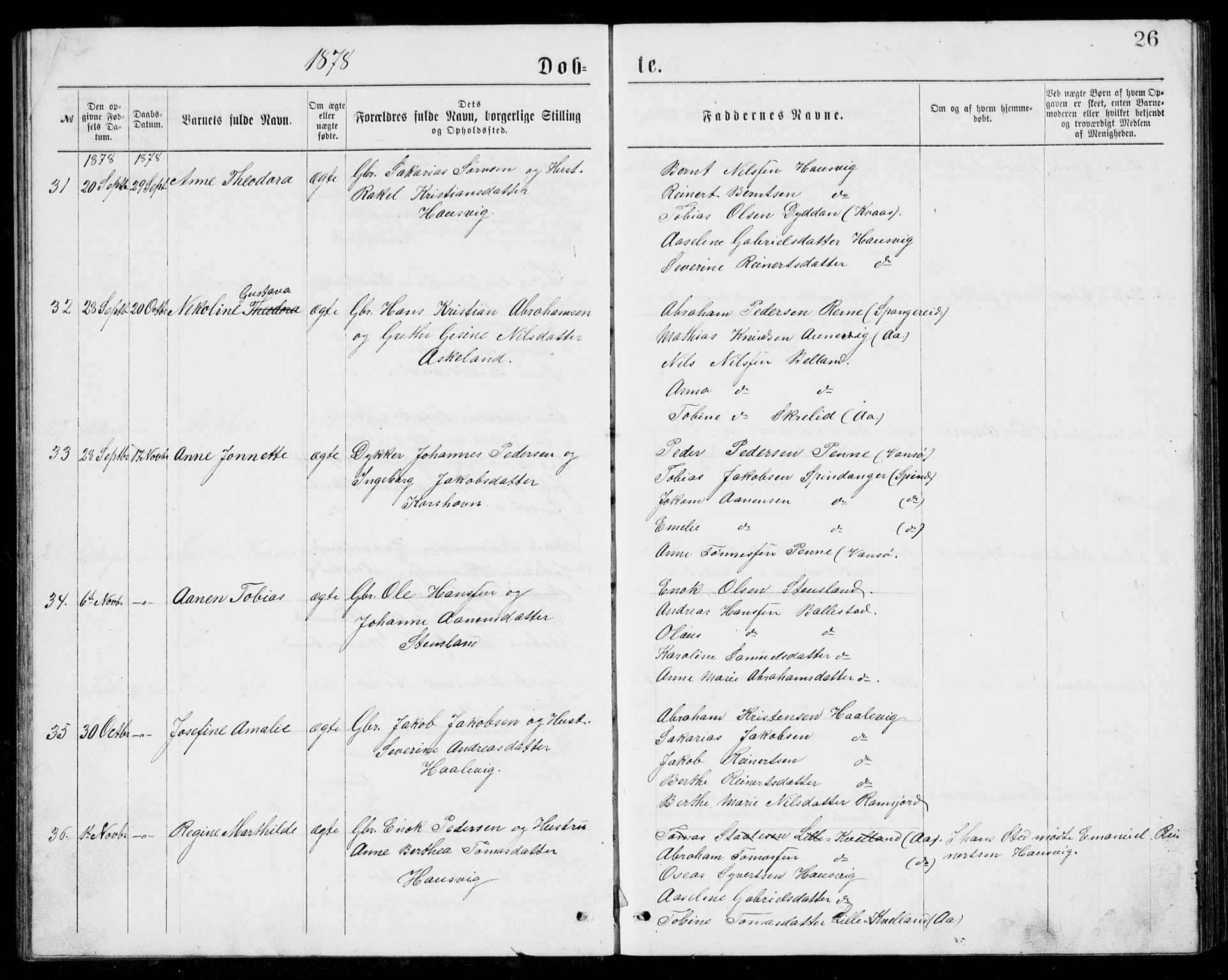 Lyngdal sokneprestkontor, AV/SAK-1111-0029/F/Fb/Fba/L0002: Parish register (copy) no. B 2, 1876-1886, p. 26