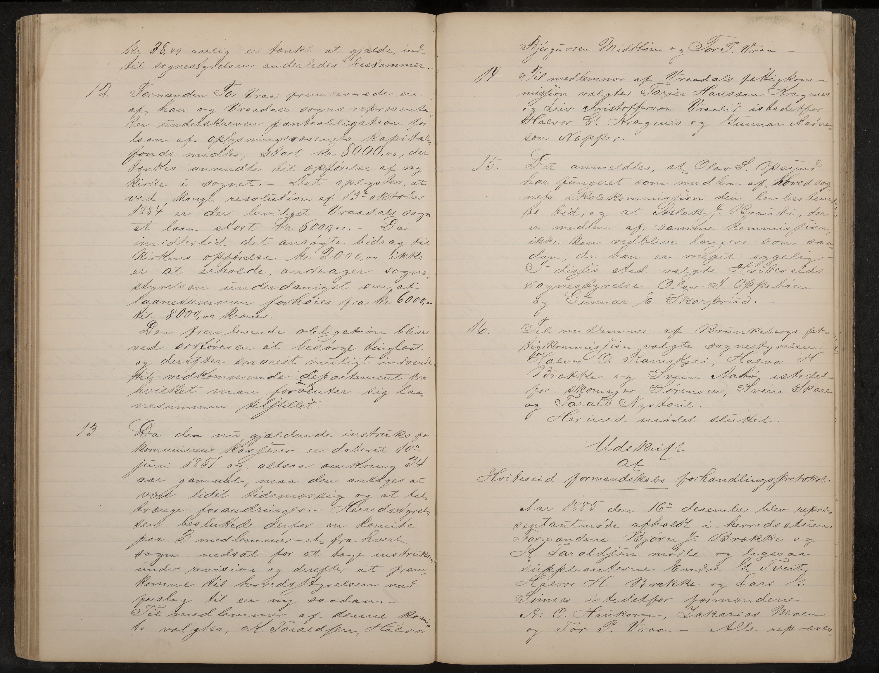 Kviteseid formannskap og sentraladministrasjon, IKAK/0829021/A/Aa/L0002: Utskrift av møtebok, 1882-1888, p. 58