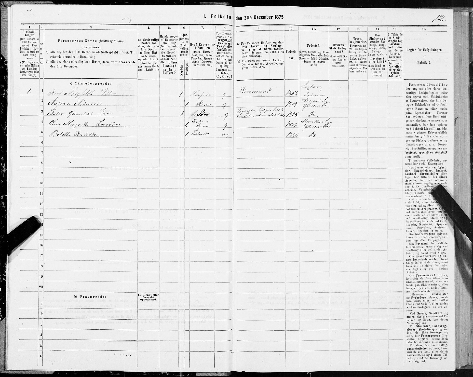 SAT, 1875 census for 1722P Ytterøy, 1875, p. 3012