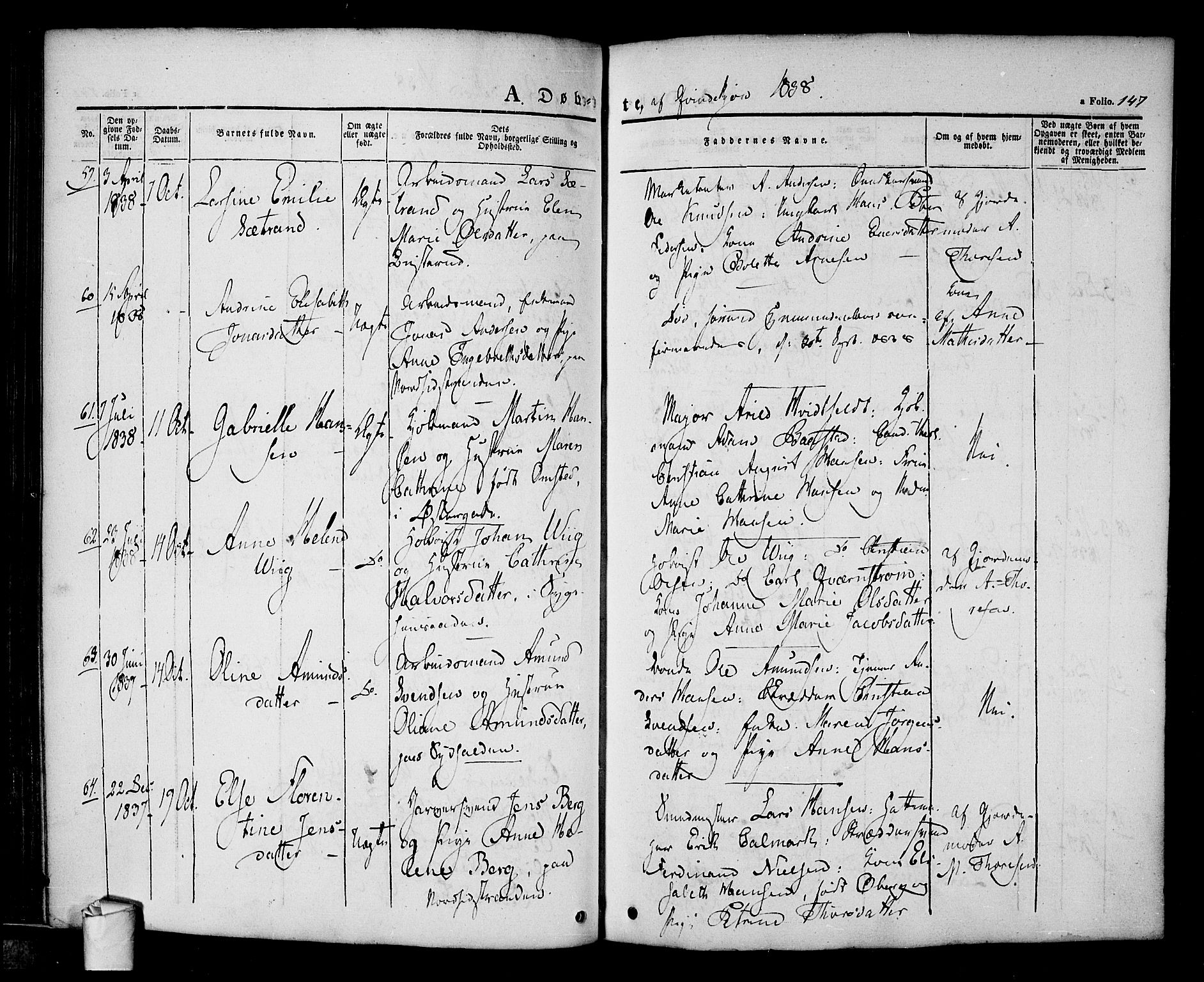 Halden prestekontor Kirkebøker, AV/SAO-A-10909/F/Fa/L0005: Parish register (official) no. I 5, 1834-1845, p. 147