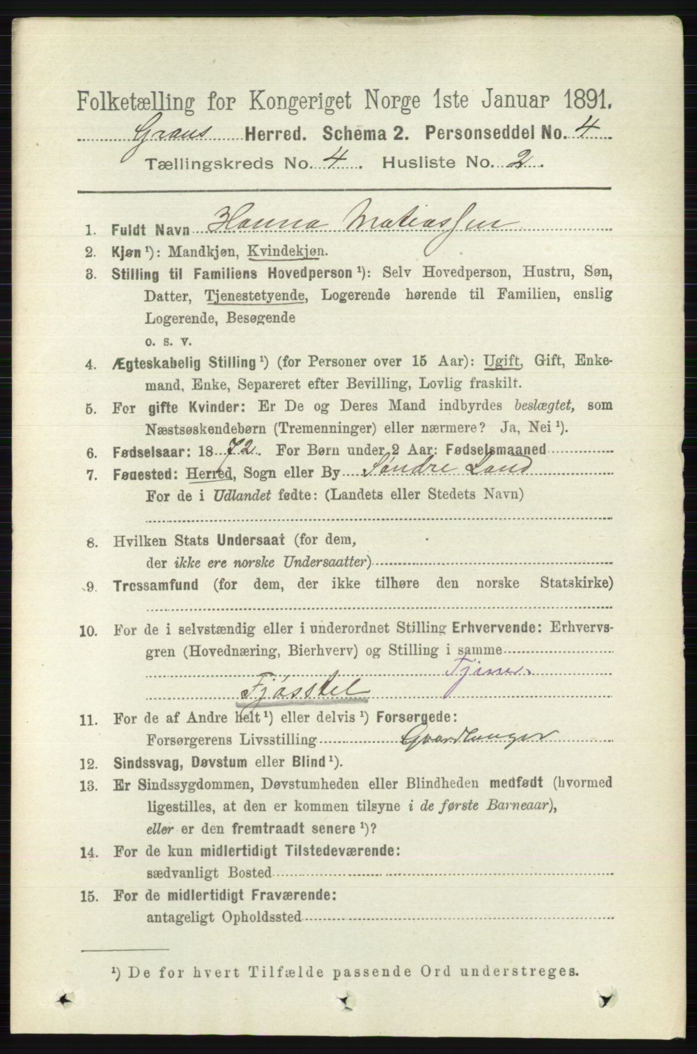 RA, 1891 census for 0534 Gran, 1891, p. 1160