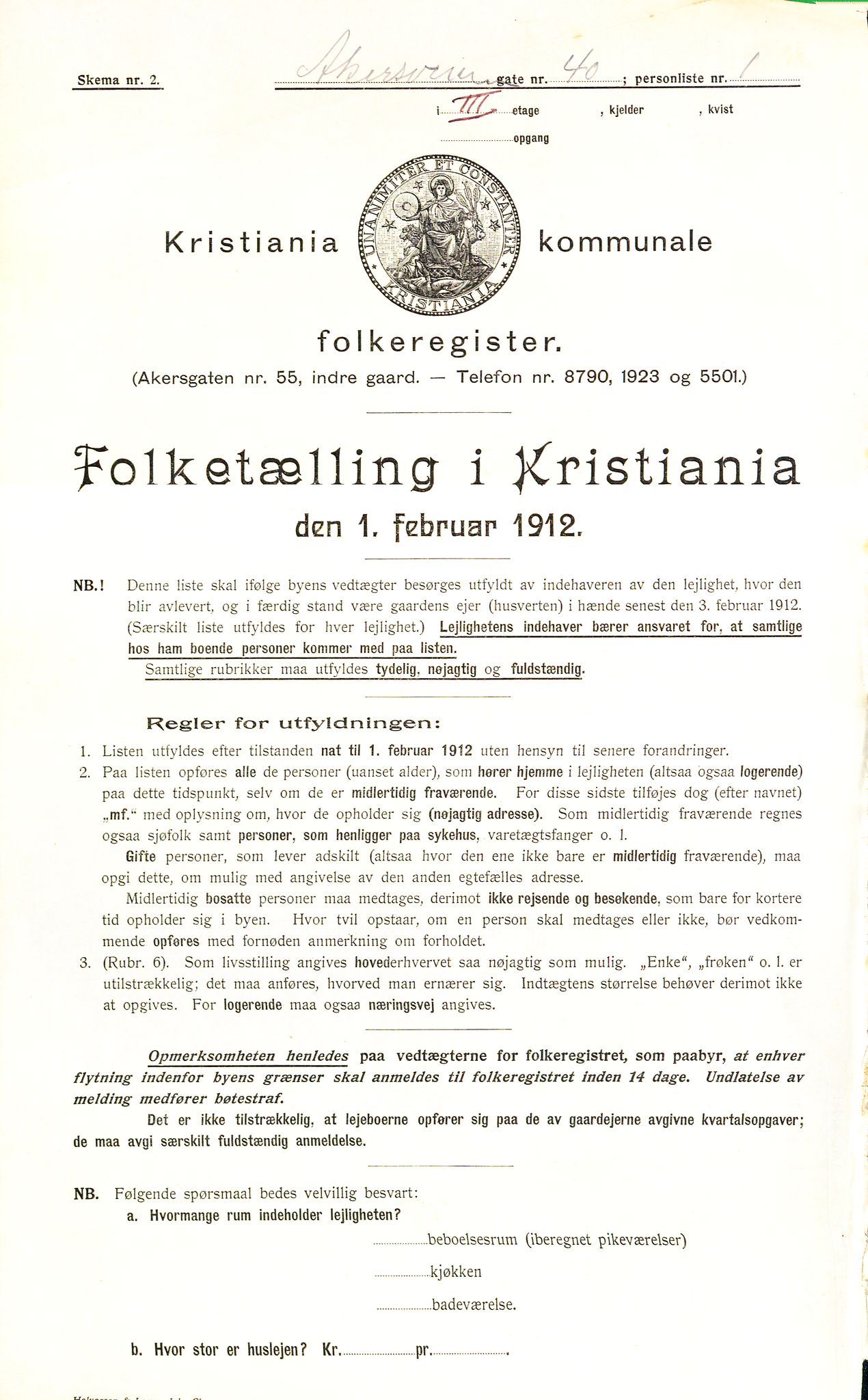 OBA, Municipal Census 1912 for Kristiania, 1912, p. 1062