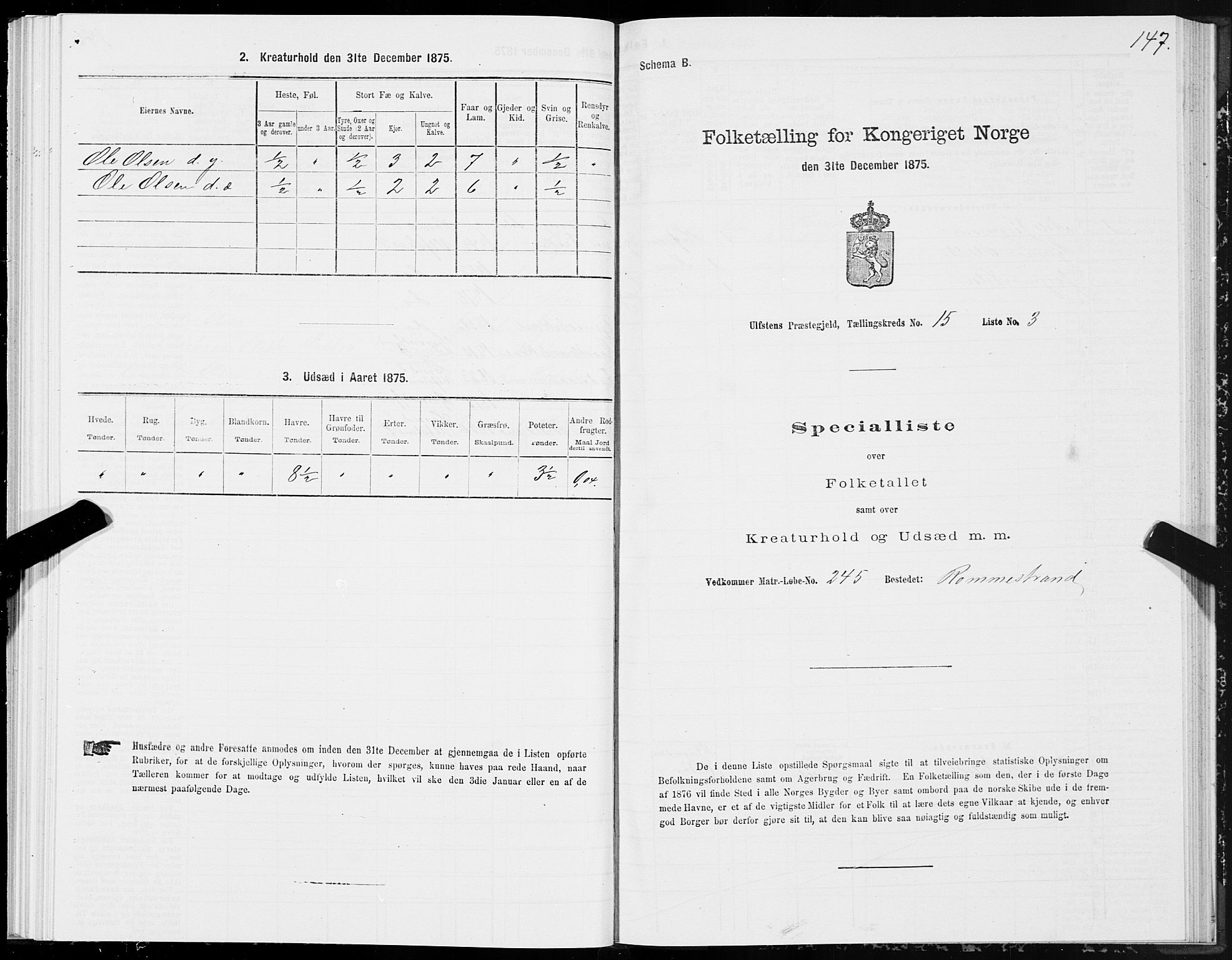 SAT, 1875 census for 1516P Ulstein, 1875, p. 5147