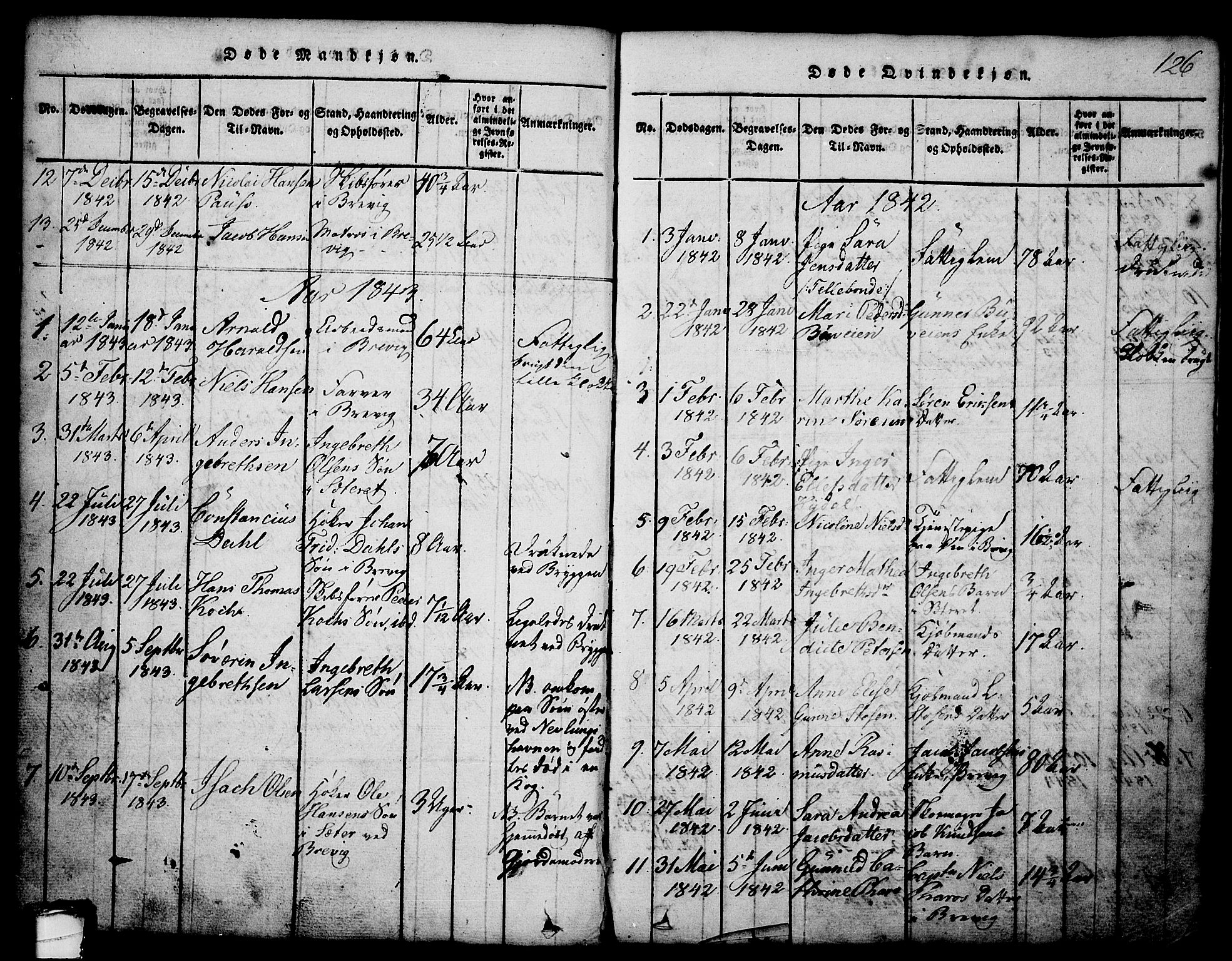 Brevik kirkebøker, SAKO/A-255/G/Ga/L0001: Parish register (copy) no. 1, 1814-1845, p. 126