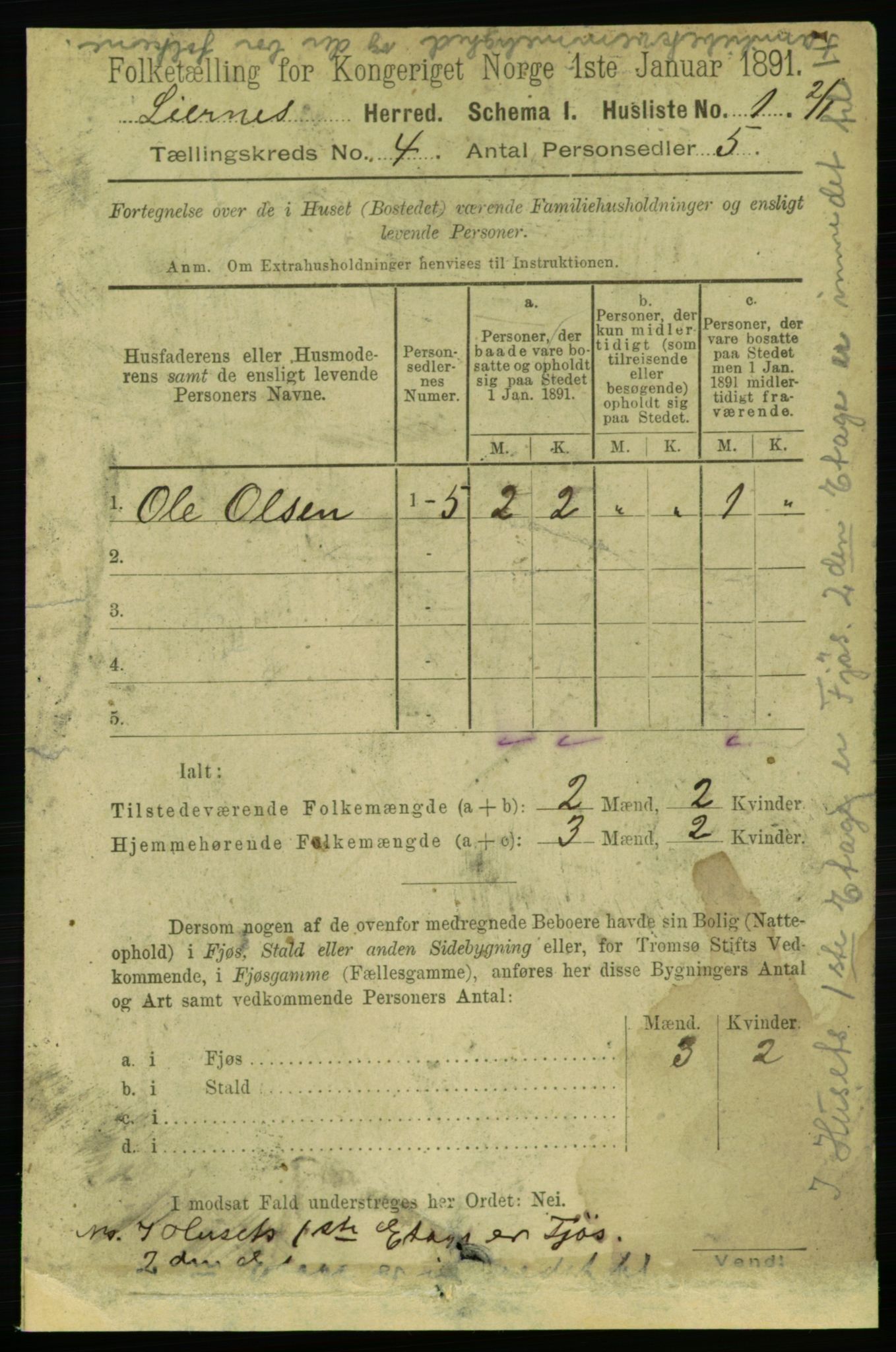 RA, 1891 census for 1737 Lierne, 1891, p. 972