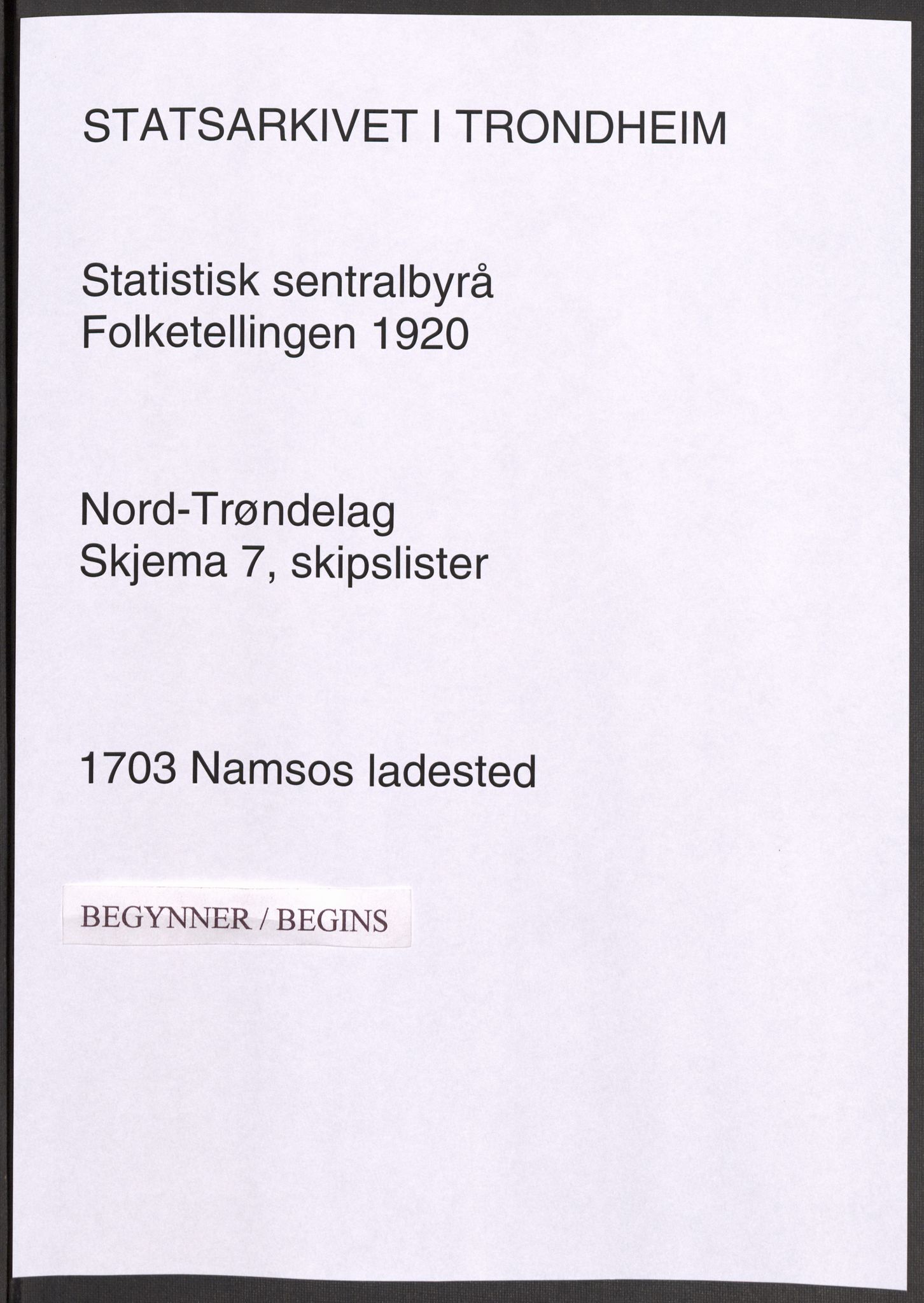 SAT, 1920 census for Namsos, 1920, p. 7413