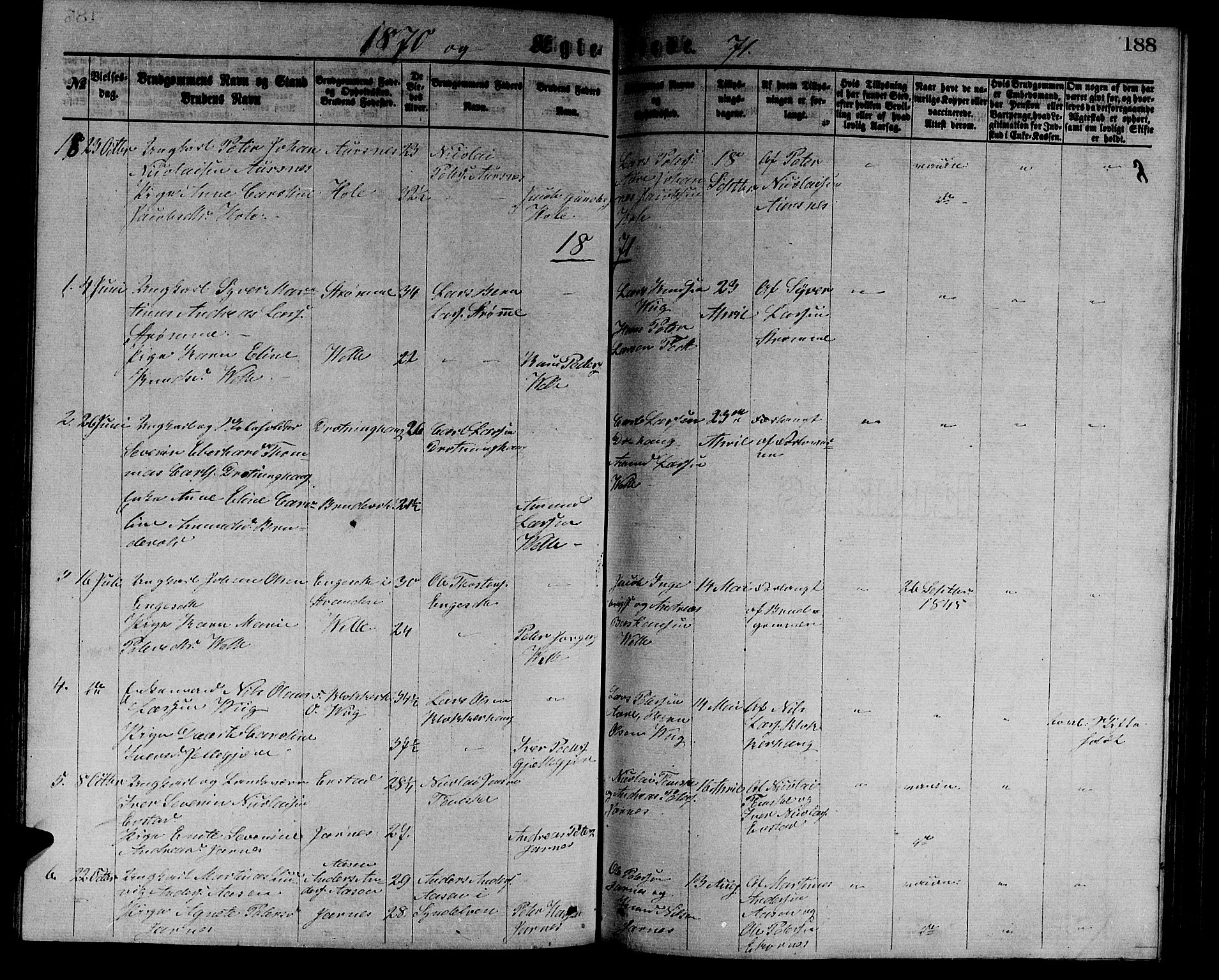 Ministerialprotokoller, klokkerbøker og fødselsregistre - Møre og Romsdal, AV/SAT-A-1454/523/L0338: Parish register (copy) no. 523C01, 1865-1877, p. 188