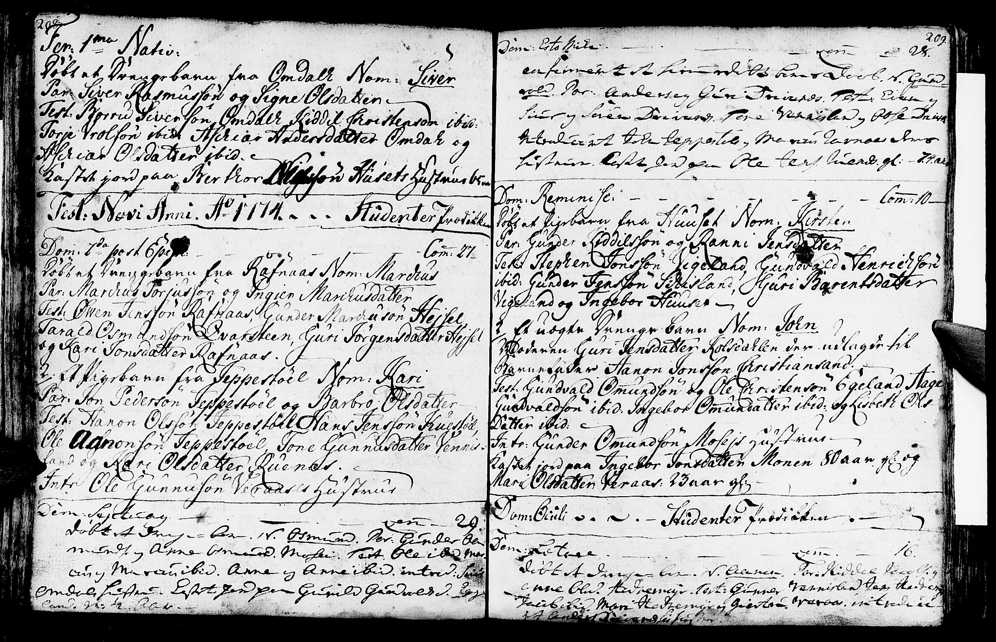 Vennesla sokneprestkontor, SAK/1111-0045/Fa/Fab/L0001: Parish register (official) no. A 1, 1741-1794, p. 208-209