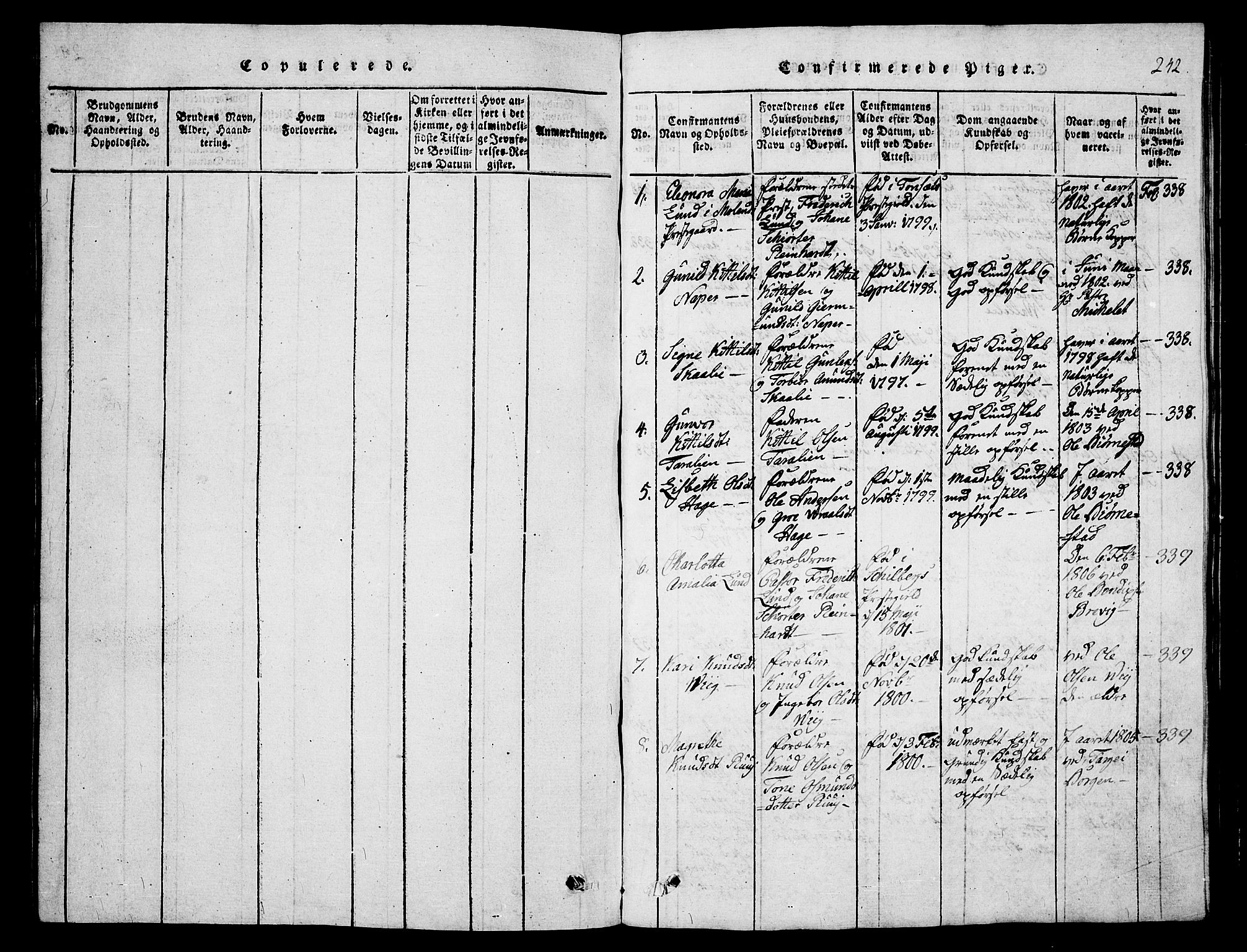 Fyresdal kirkebøker, SAKO/A-263/G/Ga/L0001: Parish register (copy) no. I 1, 1816-1840, p. 242