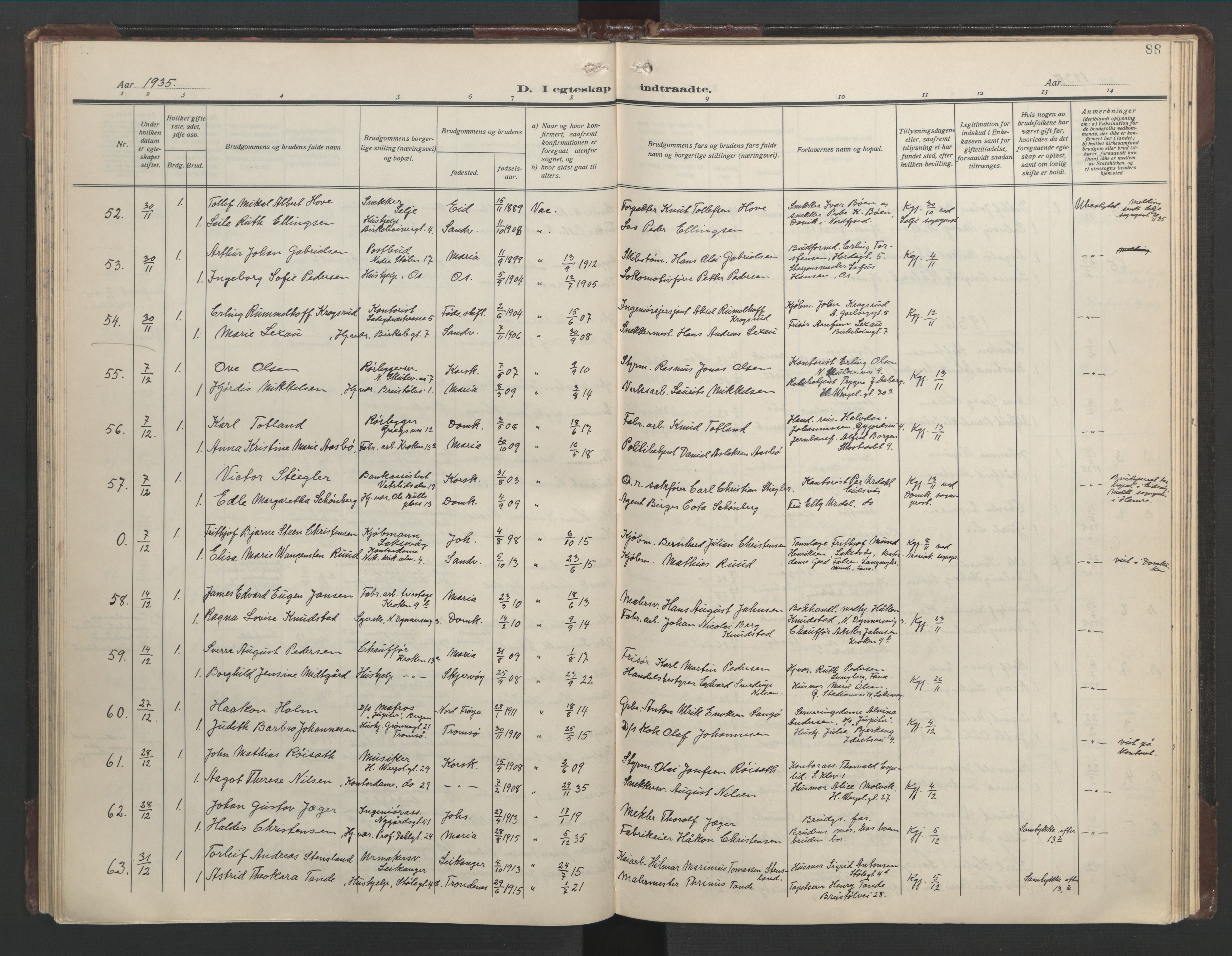 Mariakirken Sokneprestembete, AV/SAB-A-76901/H/Hab/L0011: Parish register (copy) no. A 11, 1938-1955, p. 87b-88a