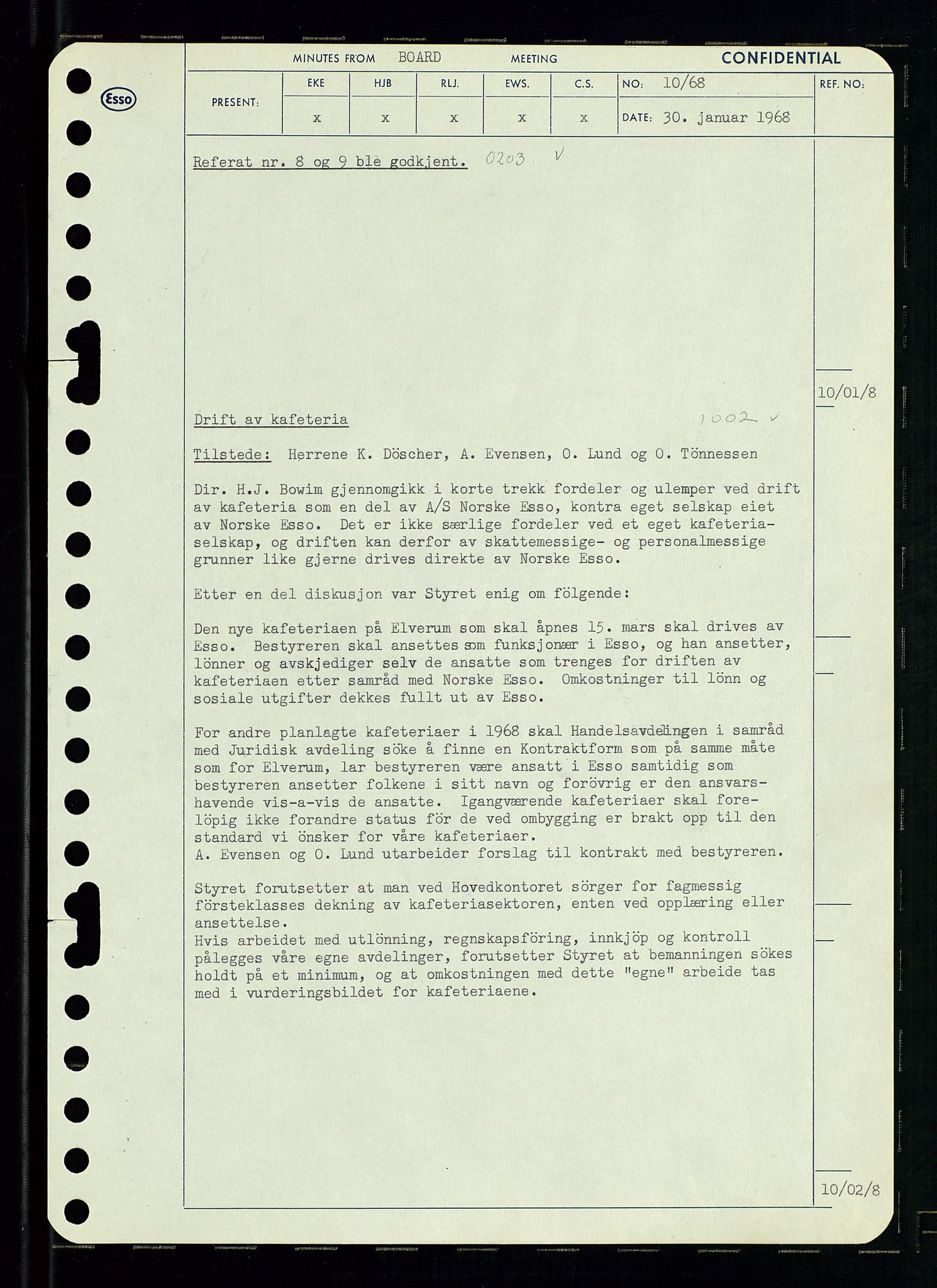 Pa 0982 - Esso Norge A/S, AV/SAST-A-100448/A/Aa/L0002/0004: Den administrerende direksjon Board minutes (styrereferater) / Den administrerende direksjon Board minutes (styrereferater), 1968, p. 15