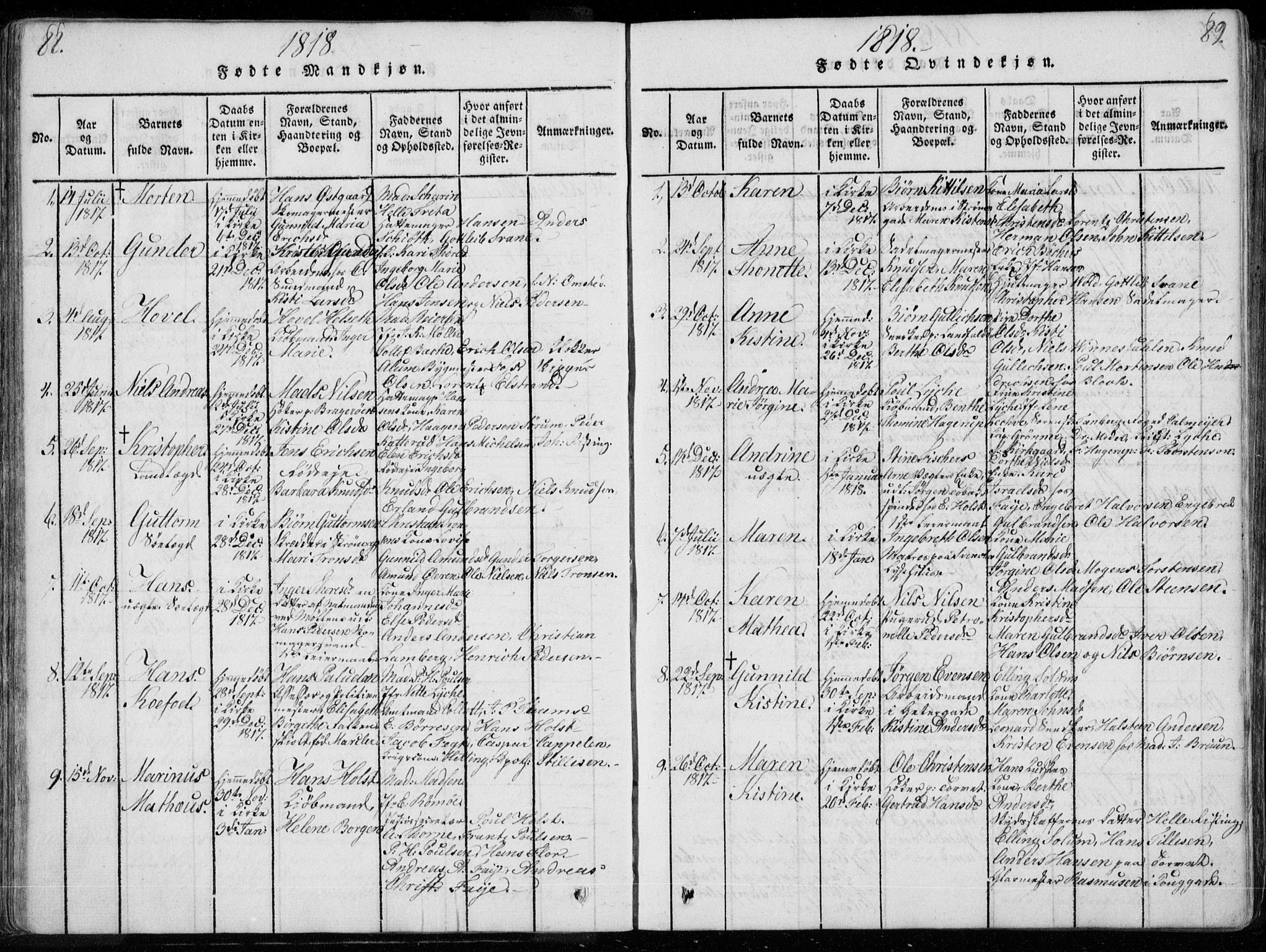 Bragernes kirkebøker, SAKO/A-6/F/Fa/L0007: Parish register (official) no. I 7, 1815-1829, p. 88-89