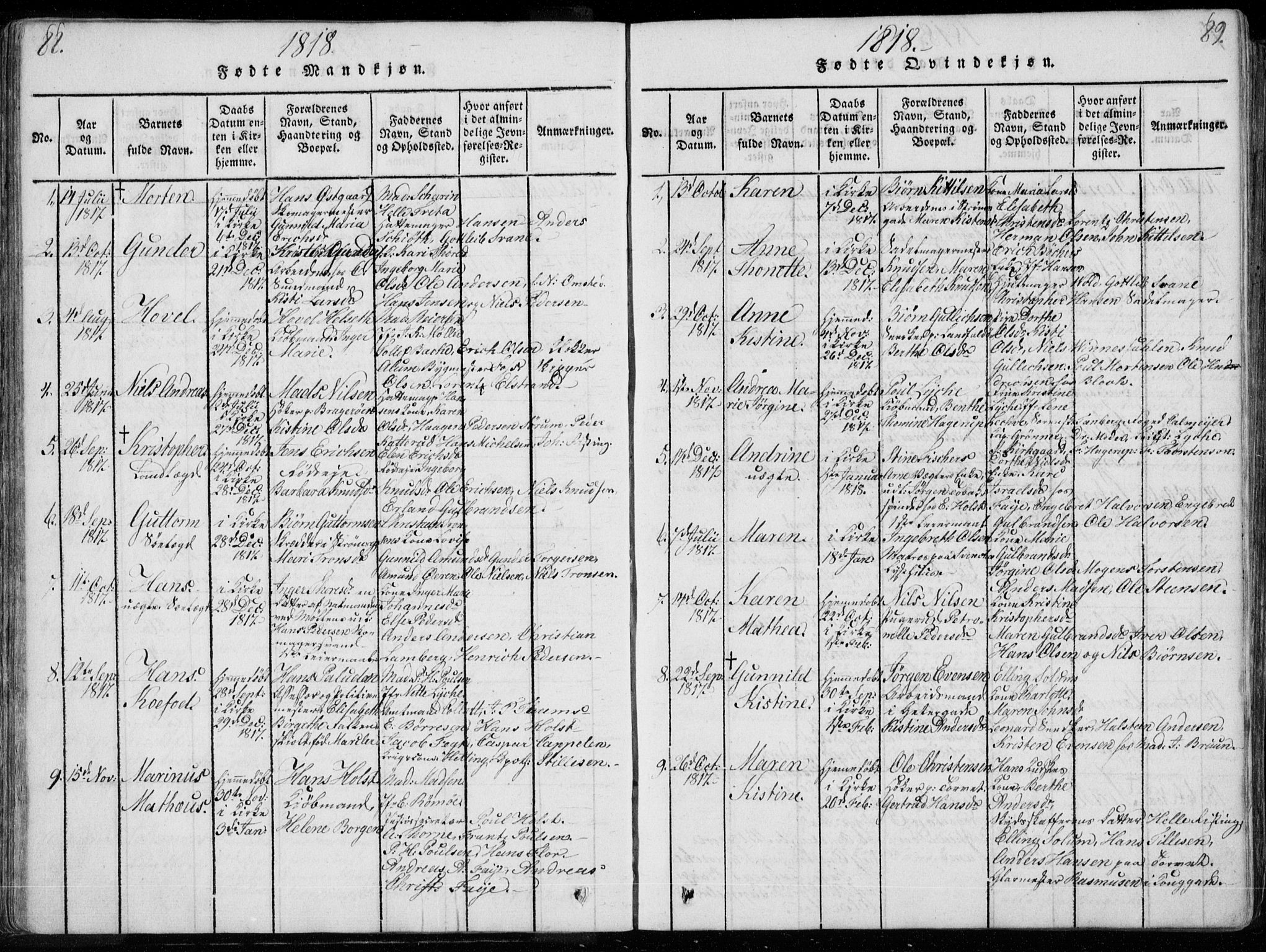 Bragernes kirkebøker, AV/SAKO-A-6/F/Fa/L0007: Parish register (official) no. I 7, 1815-1829, p. 88-89