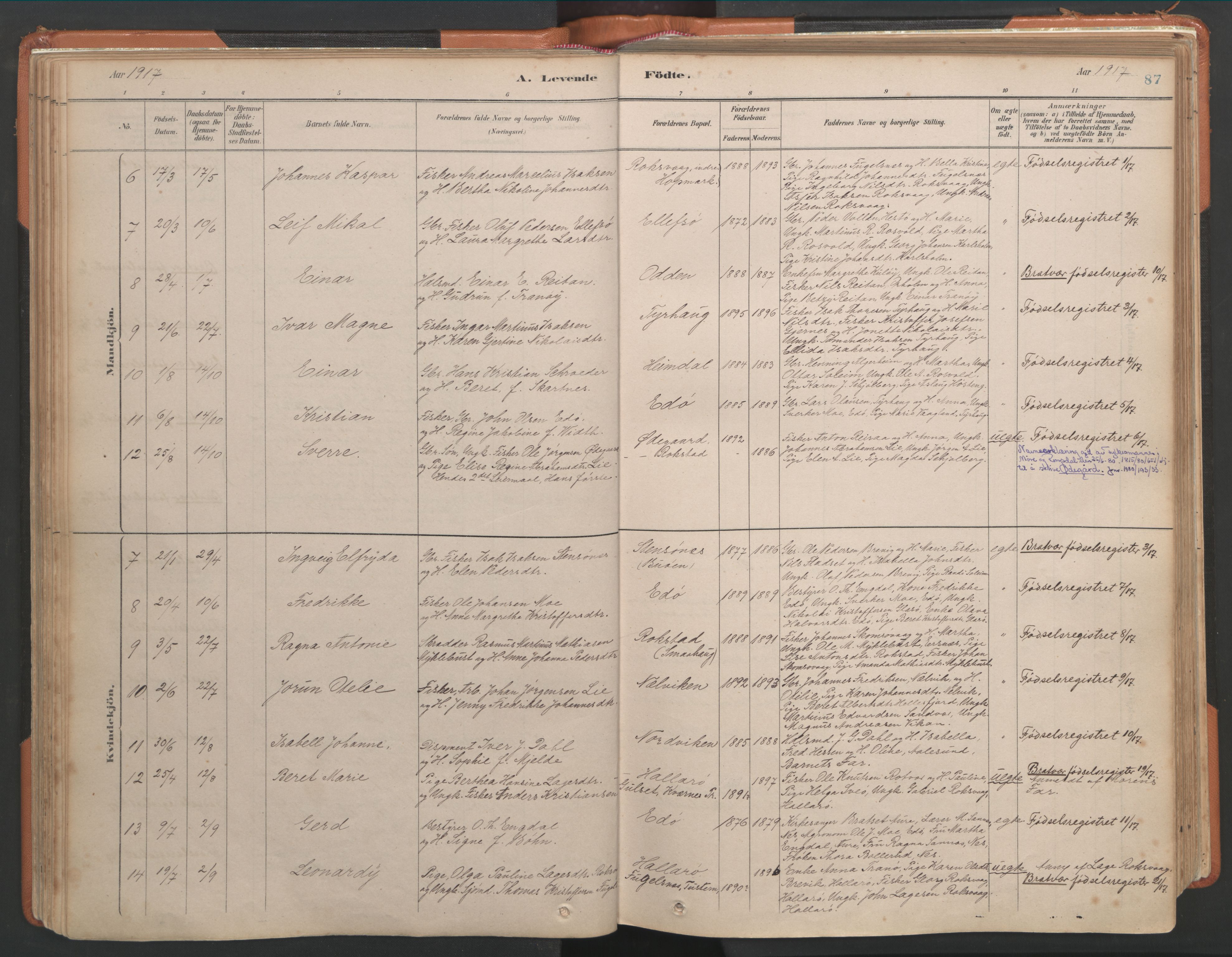 Ministerialprotokoller, klokkerbøker og fødselsregistre - Møre og Romsdal, SAT/A-1454/581/L0941: Parish register (official) no. 581A09, 1880-1919, p. 87
