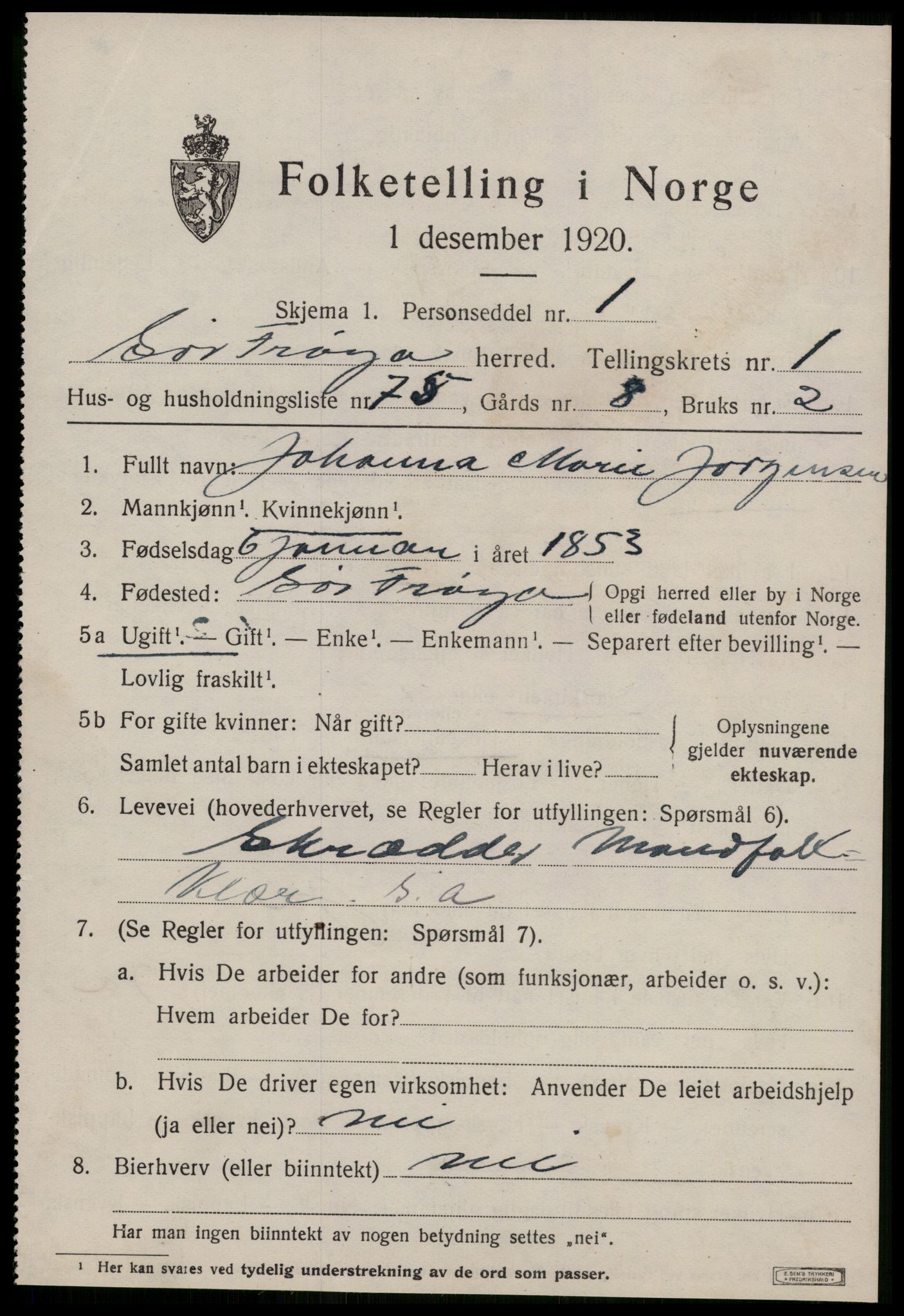 SAT, 1920 census for Sør-Frøya, 1920, p. 1909