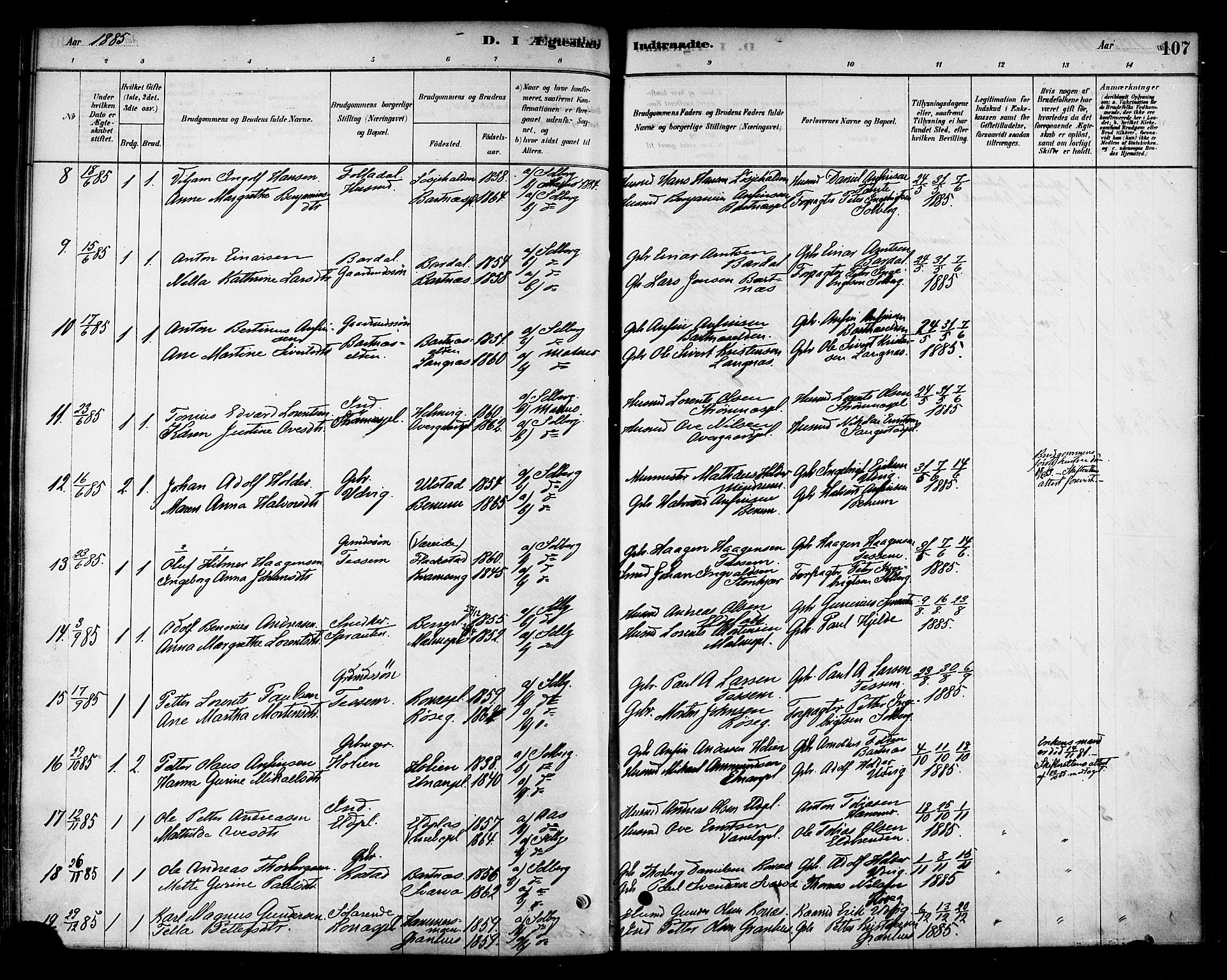Ministerialprotokoller, klokkerbøker og fødselsregistre - Nord-Trøndelag, SAT/A-1458/741/L0395: Parish register (official) no. 741A09, 1878-1888, p. 107