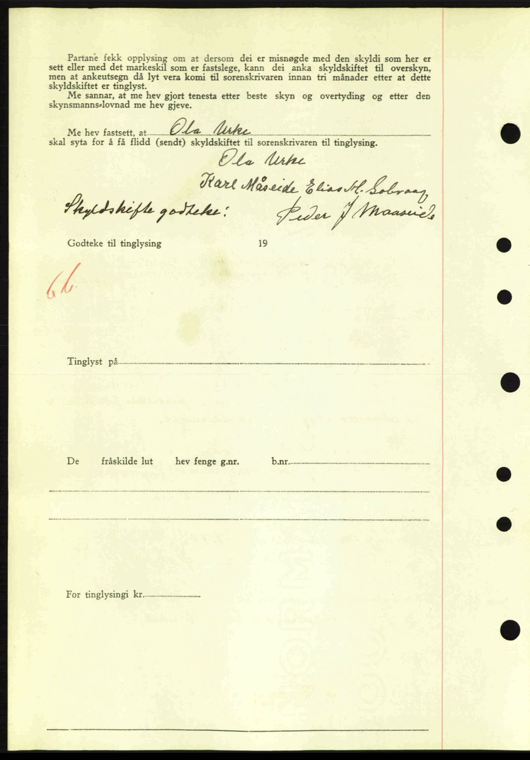 Nordre Sunnmøre sorenskriveri, SAT/A-0006/1/2/2C/2Ca: Mortgage book no. A11, 1941-1941, Diary no: : 847/1941