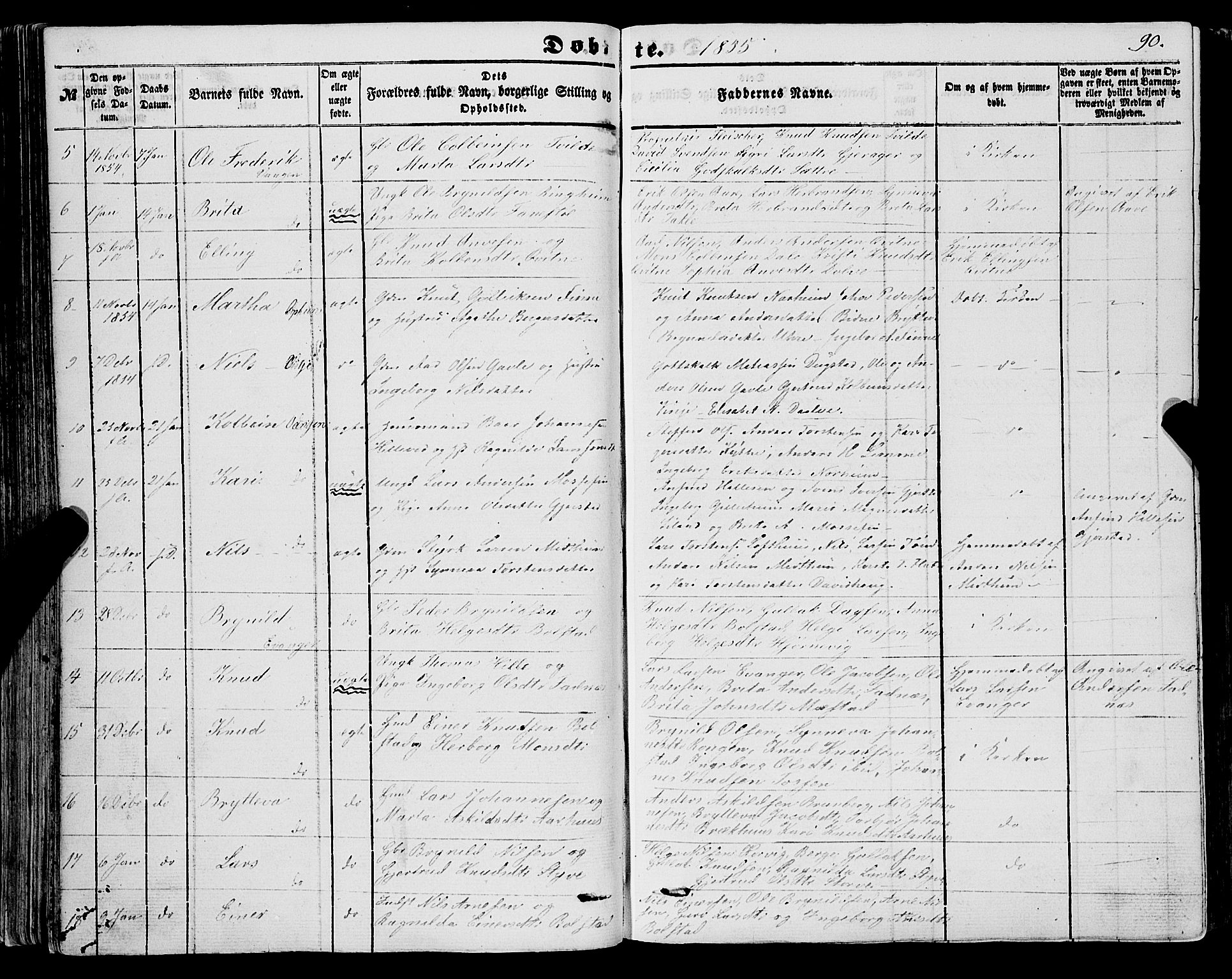 Voss sokneprestembete, SAB/A-79001/H/Haa: Parish register (official) no. A 16, 1849-1863, p. 90