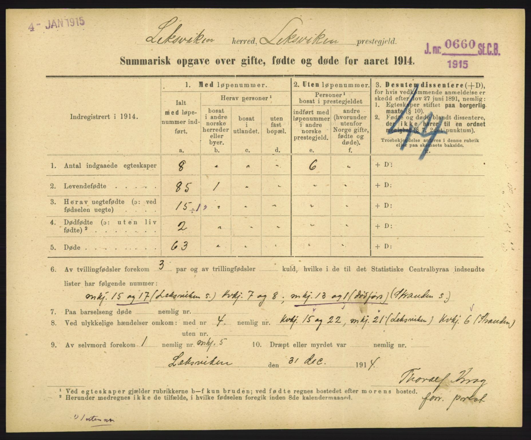 Statistisk sentralbyrå, Sosiodemografiske emner, Befolkning, RA/S-2228/D/Df/Dfb/Dfbd/L0049: Summariske oppgaver over gifte, døde og fødte for hele landet., 1914, p. 1317