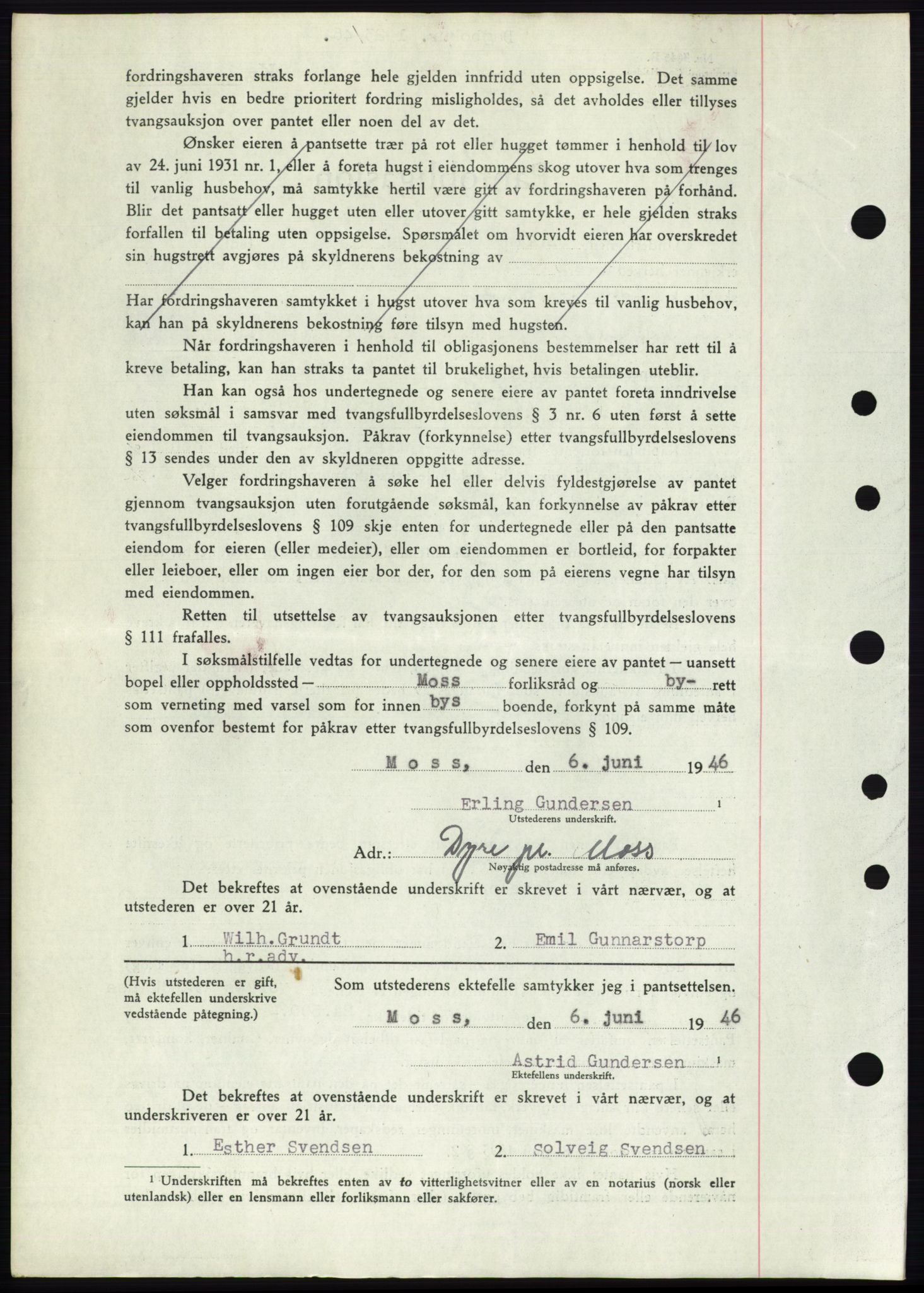 Moss sorenskriveri, SAO/A-10168: Mortgage book no. B15, 1946-1946, Diary no: : 1923/1946
