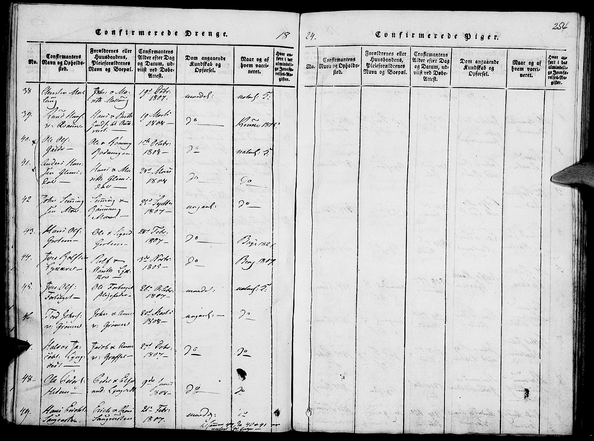 Lom prestekontor, SAH/PREST-070/K/L0004: Parish register (official) no. 4, 1815-1825, p. 254
