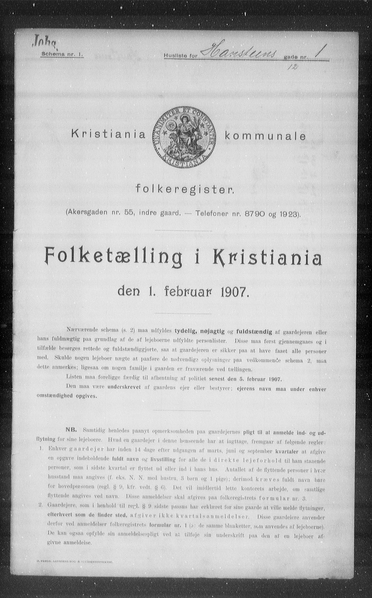 OBA, Municipal Census 1907 for Kristiania, 1907, p. 17793