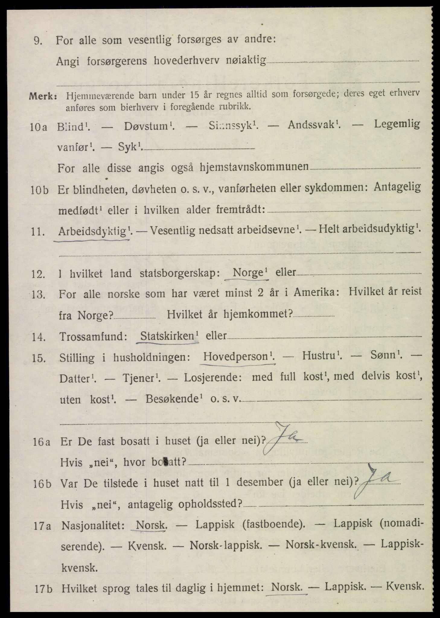 SAT, 1920 census for Sparbu, 1920, p. 4974