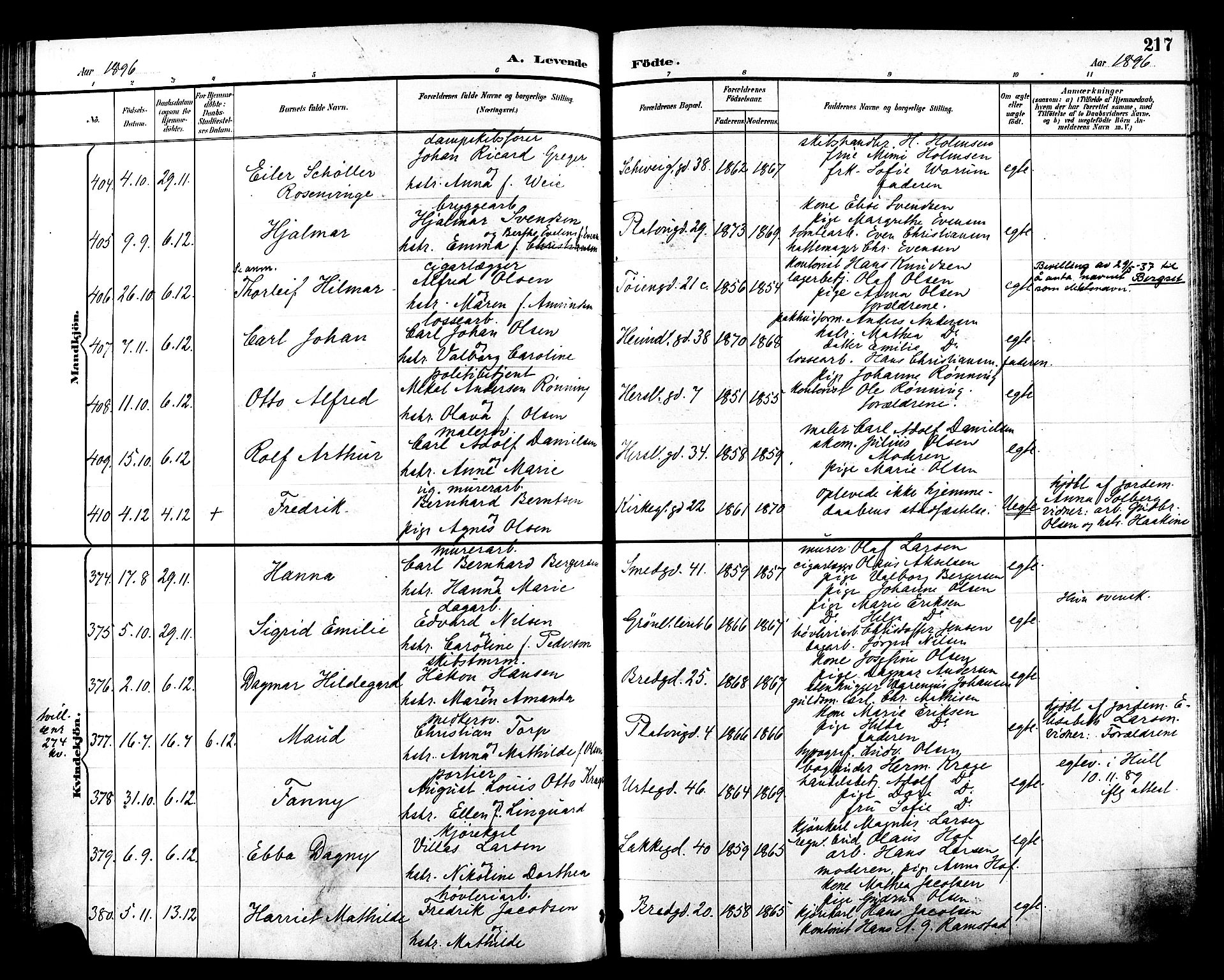 Grønland prestekontor Kirkebøker, SAO/A-10848/F/Fa/L0012: Parish register (official) no. 12, 1893-1900, p. 217