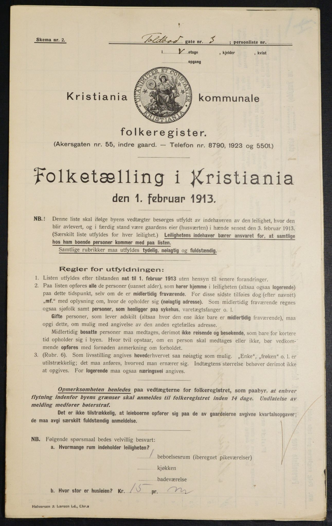 OBA, Municipal Census 1913 for Kristiania, 1913, p. 113118