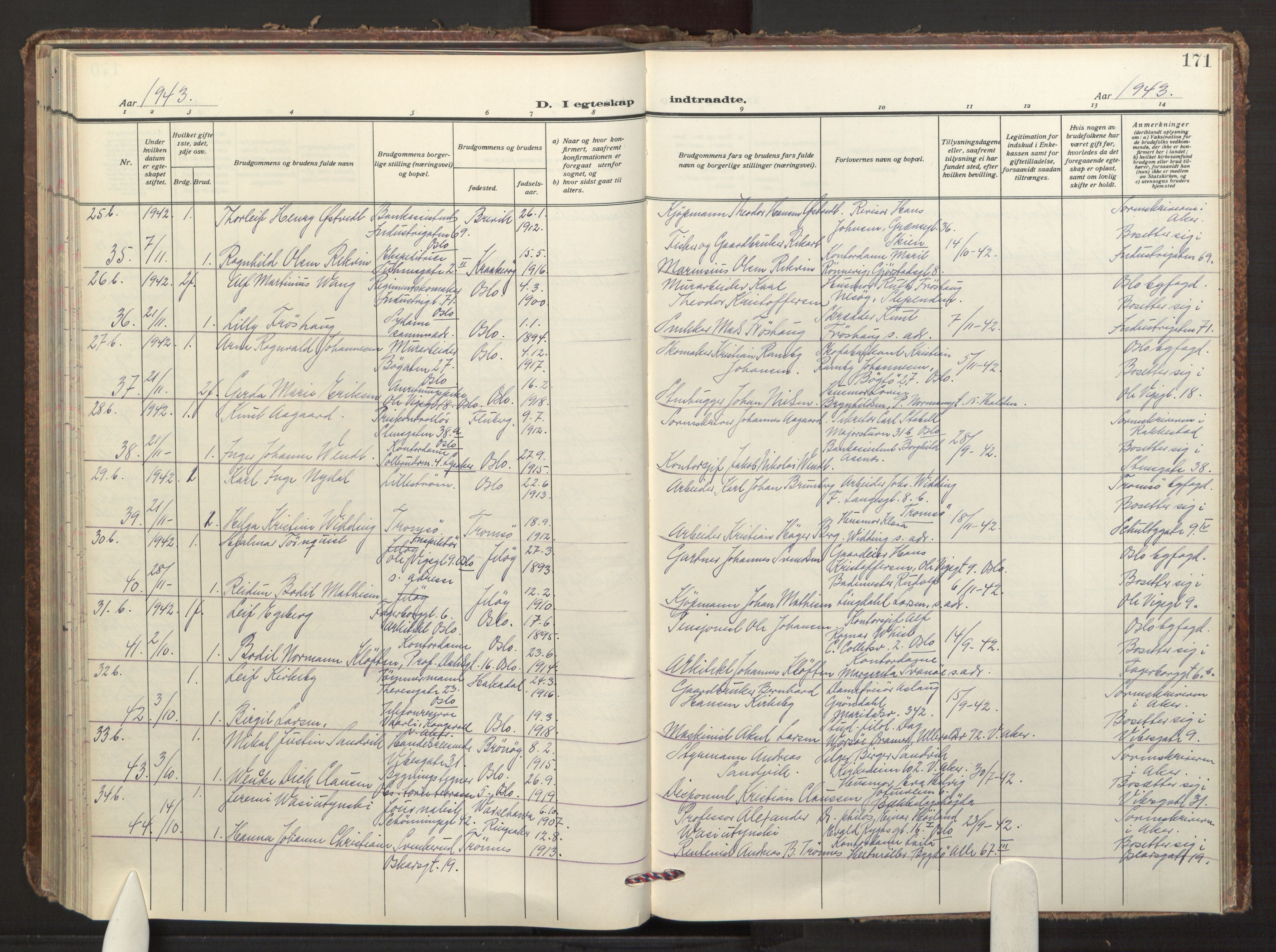 Fagerborg prestekontor Kirkebøker, AV/SAO-A-10844/F/Fa/L0009: Parish register (official) no. 9, 1934-1945, p. 171