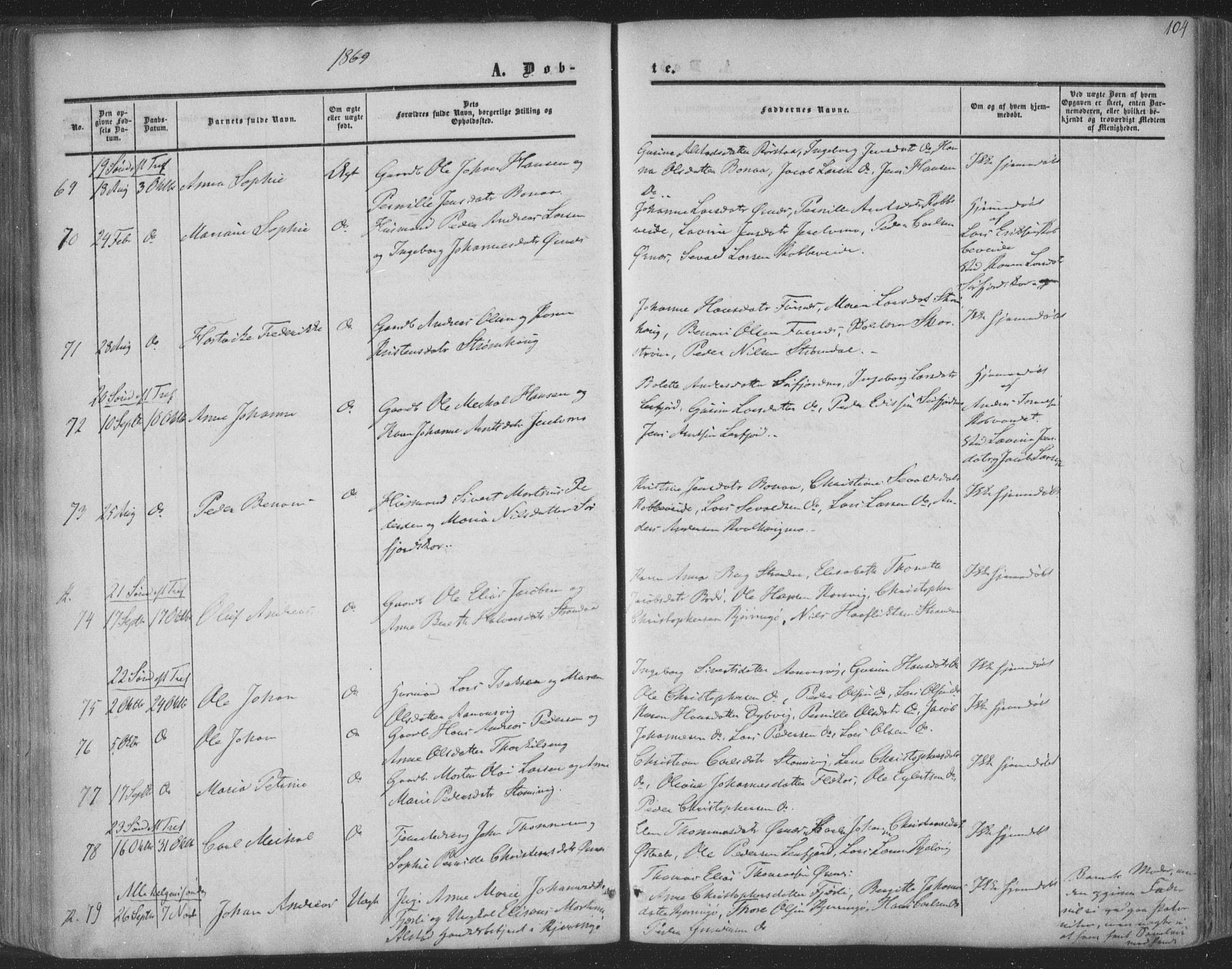 Ministerialprotokoller, klokkerbøker og fødselsregistre - Nordland, AV/SAT-A-1459/853/L0770: Parish register (official) no. 853A09, 1857-1870, p. 104