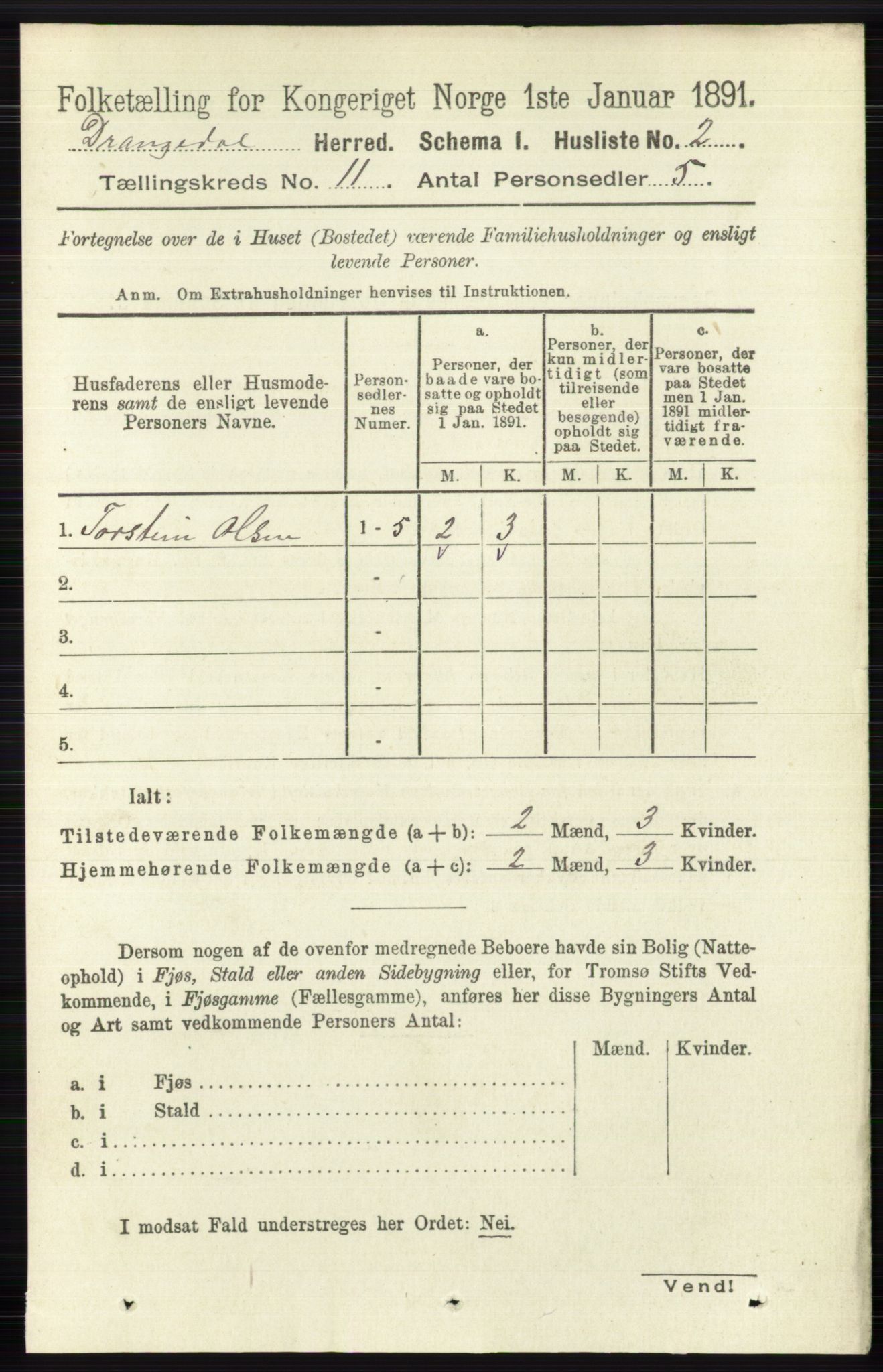 RA, 1891 census for 0817 Drangedal, 1891, p. 3844