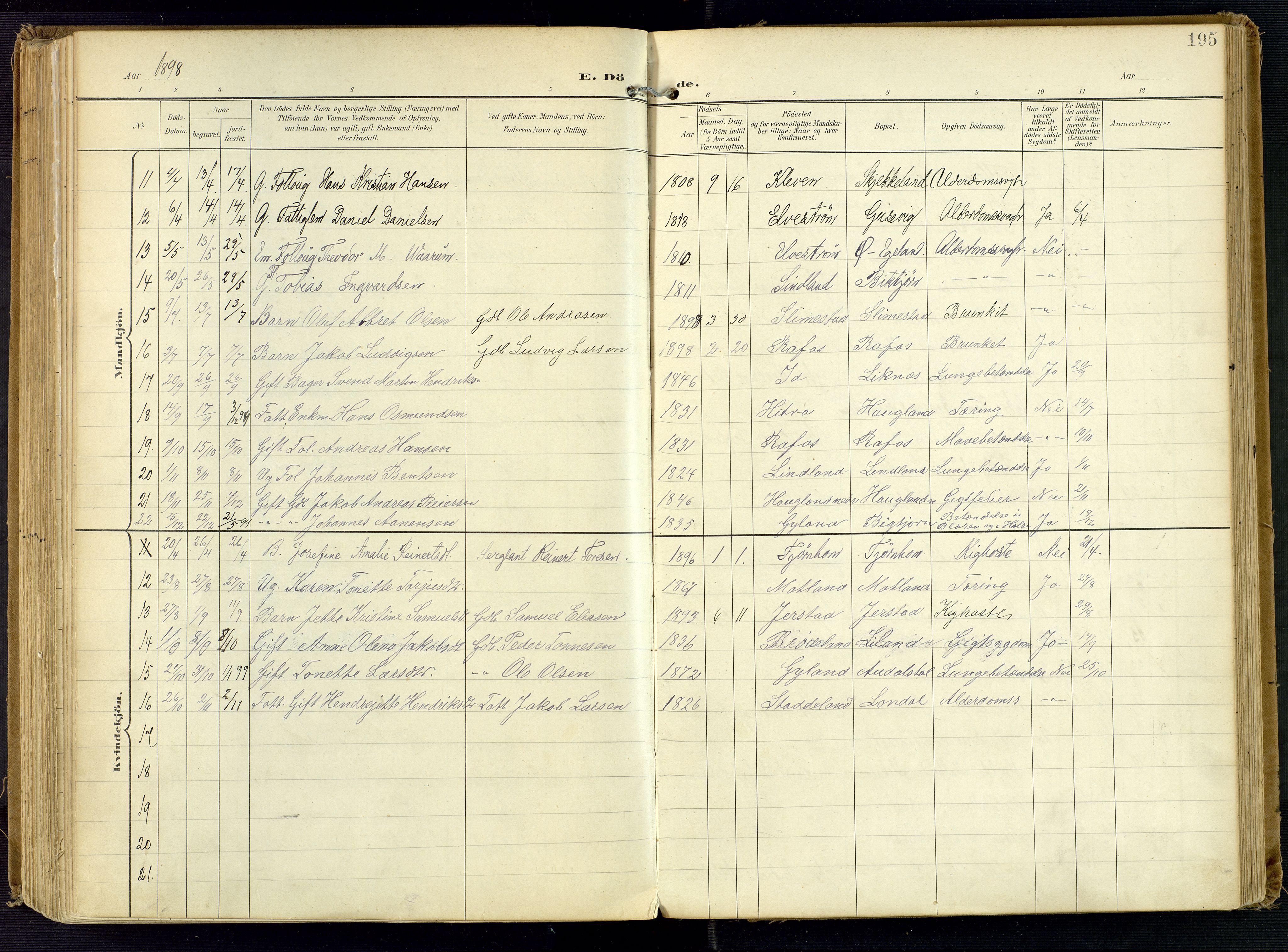 Kvinesdal sokneprestkontor, AV/SAK-1111-0026/F/Fa/Fab/L0009: Parish register (official) no. A 9, 1898-1915, p. 195