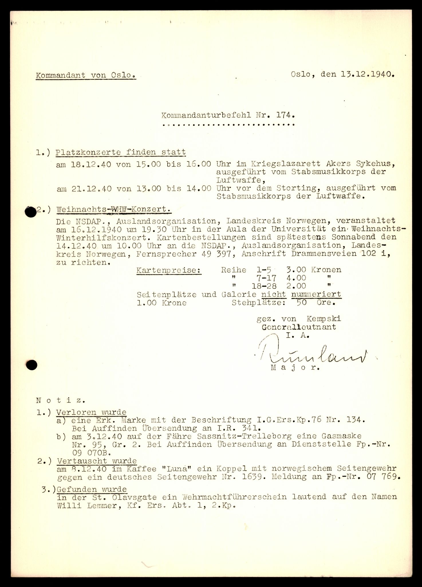 Forsvarets Overkommando. 2 kontor. Arkiv 11.4. Spredte tyske arkivsaker, AV/RA-RAFA-7031/D/Dar/Dara/L0010: Kommandanturbefehle, 1940-1942, p. 28