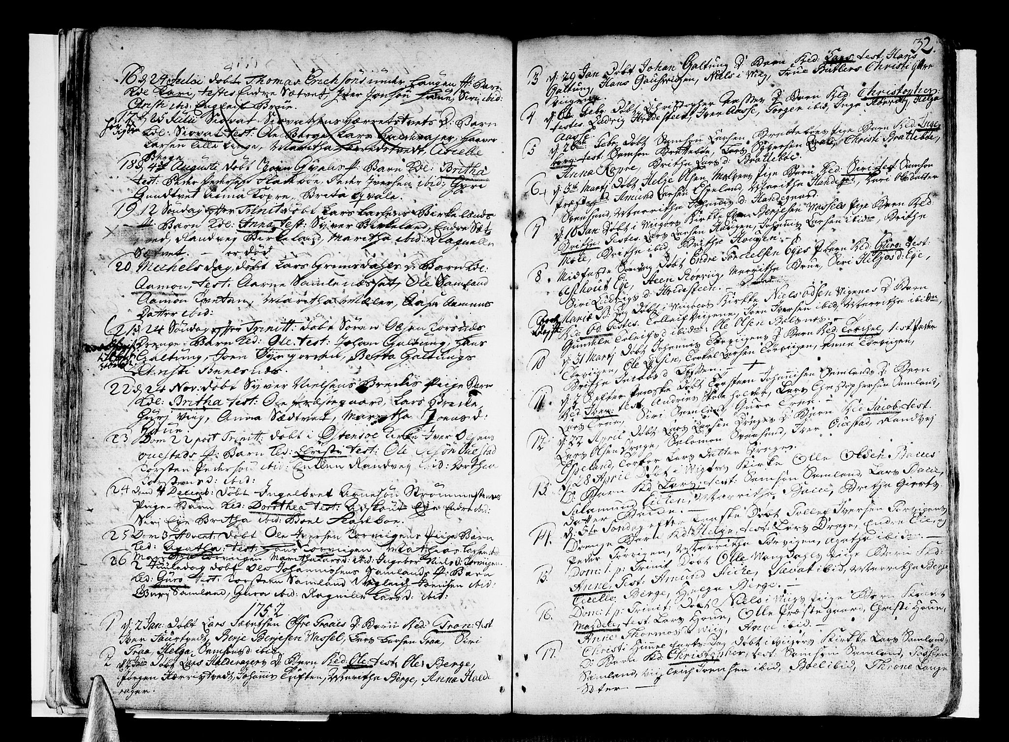 Strandebarm sokneprestembete, SAB/A-78401/H/Haa: Parish register (official) no. A 3 /2, 1751-1787, p. 32