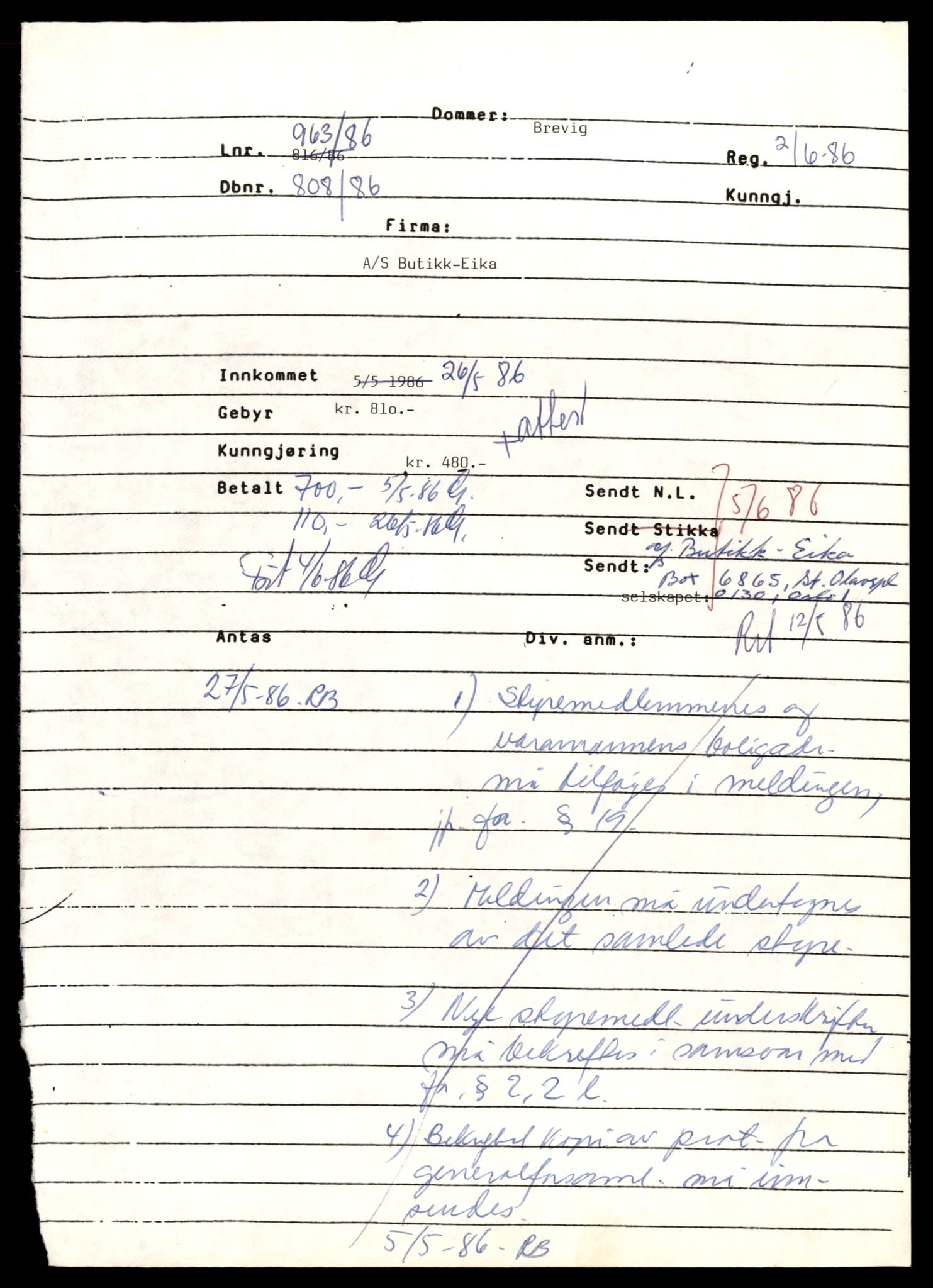 Asker og Bærum tingrett, SAT/A-10379/K/Kb/Kbb/L0058: Aksjeselskap og andelslag, But - Bærum Bl, 1944-1989, p. 1