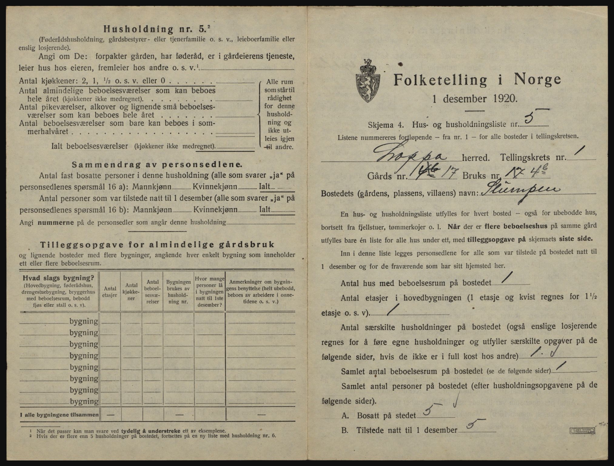 SATØ, 1920 census for Loppa, 1920, p. 42