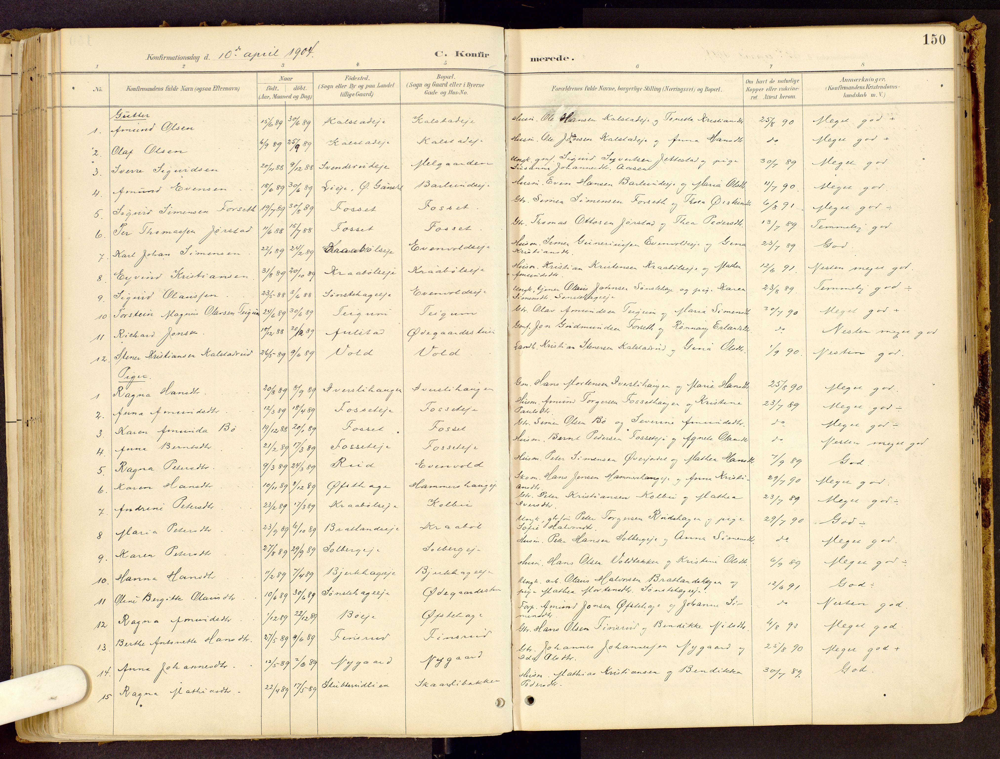 Vestre Gausdal prestekontor, SAH/PREST-094/H/Ha/Haa/L0001: Parish register (official) no. 1, 1887-1914, p. 150