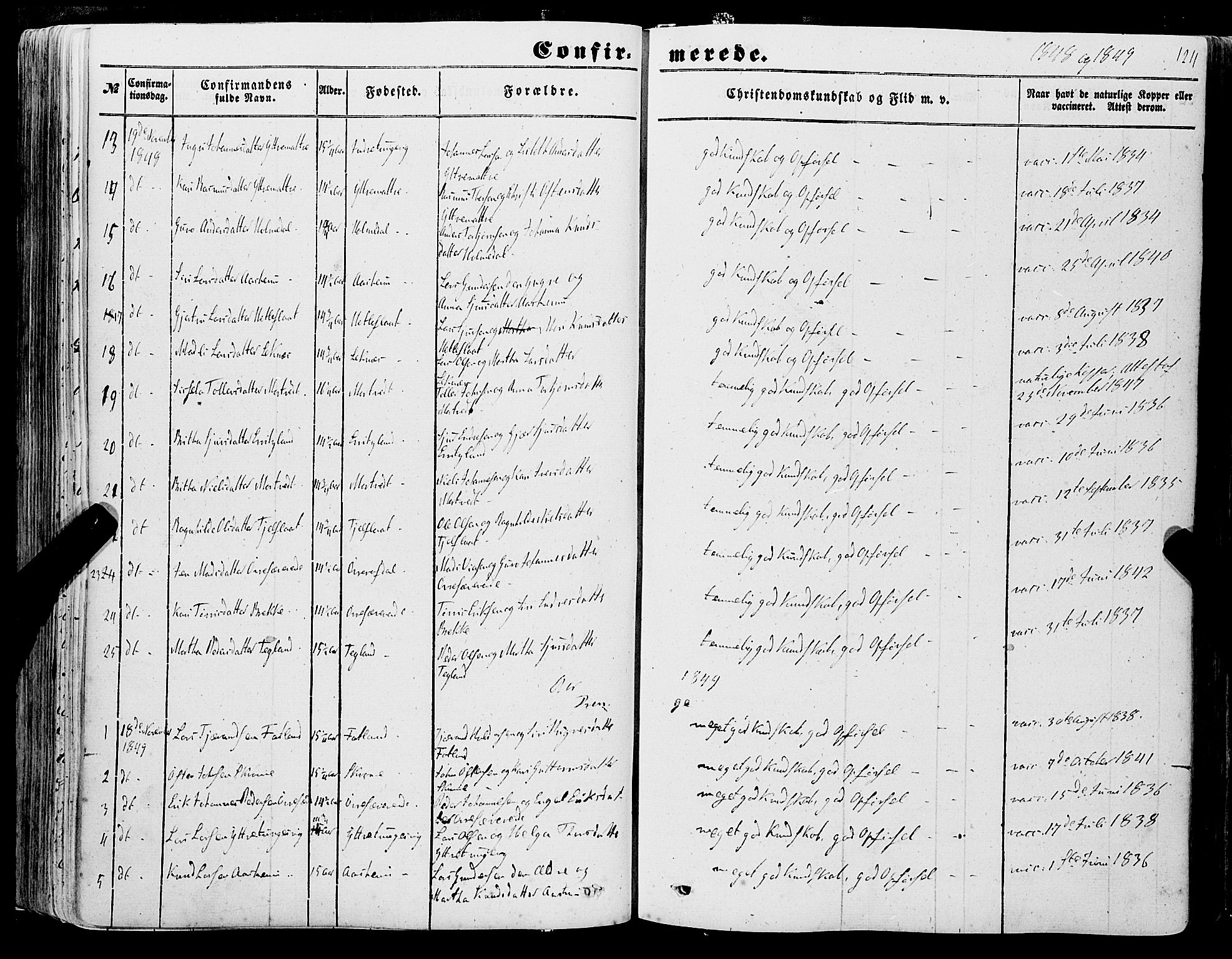 Skånevik sokneprestembete, AV/SAB-A-77801/H/Haa: Parish register (official) no. A 5I, 1848-1869, p. 124