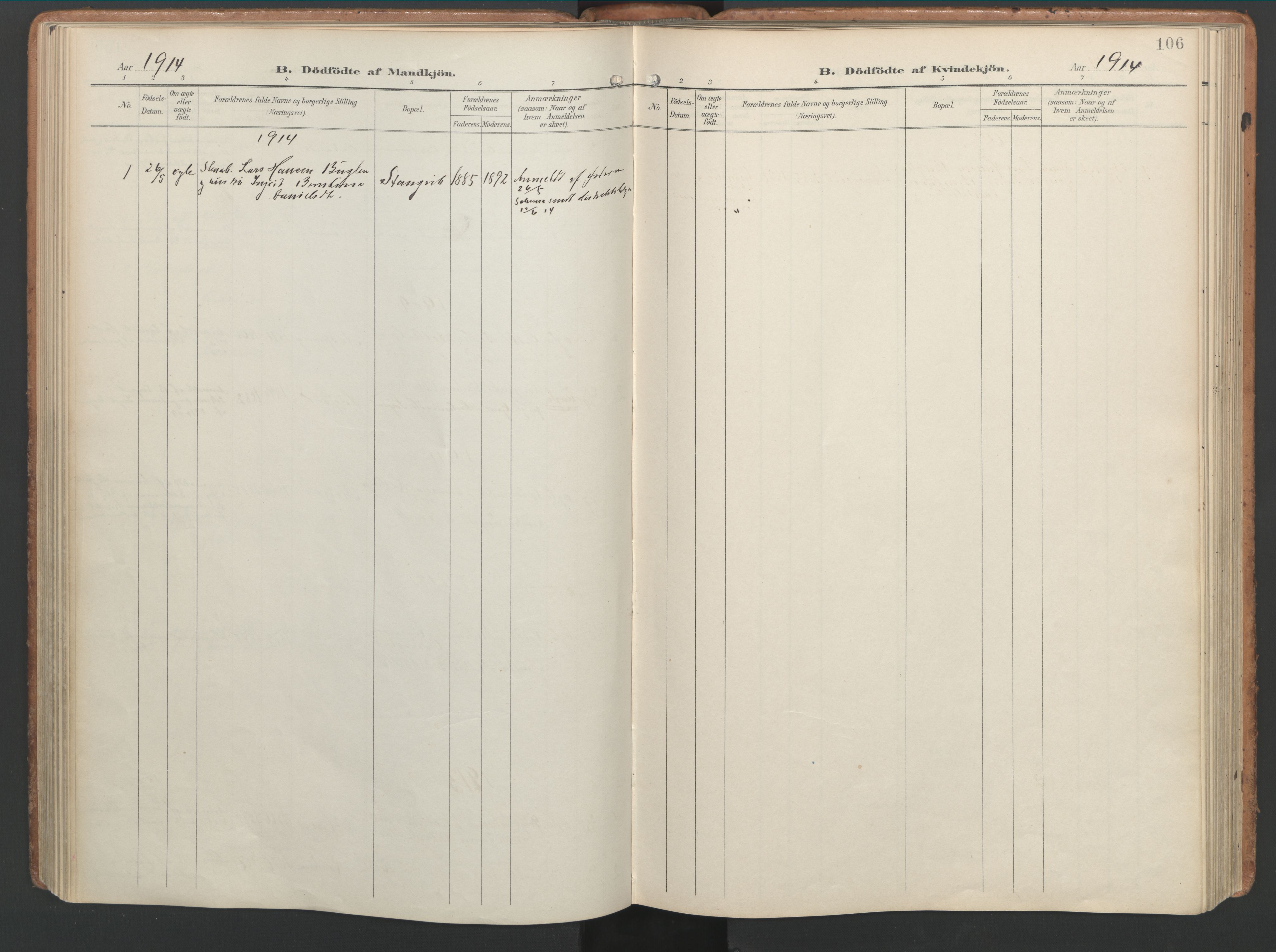 Ministerialprotokoller, klokkerbøker og fødselsregistre - Møre og Romsdal, SAT/A-1454/592/L1030: Parish register (official) no. 592A08, 1901-1925, p. 106