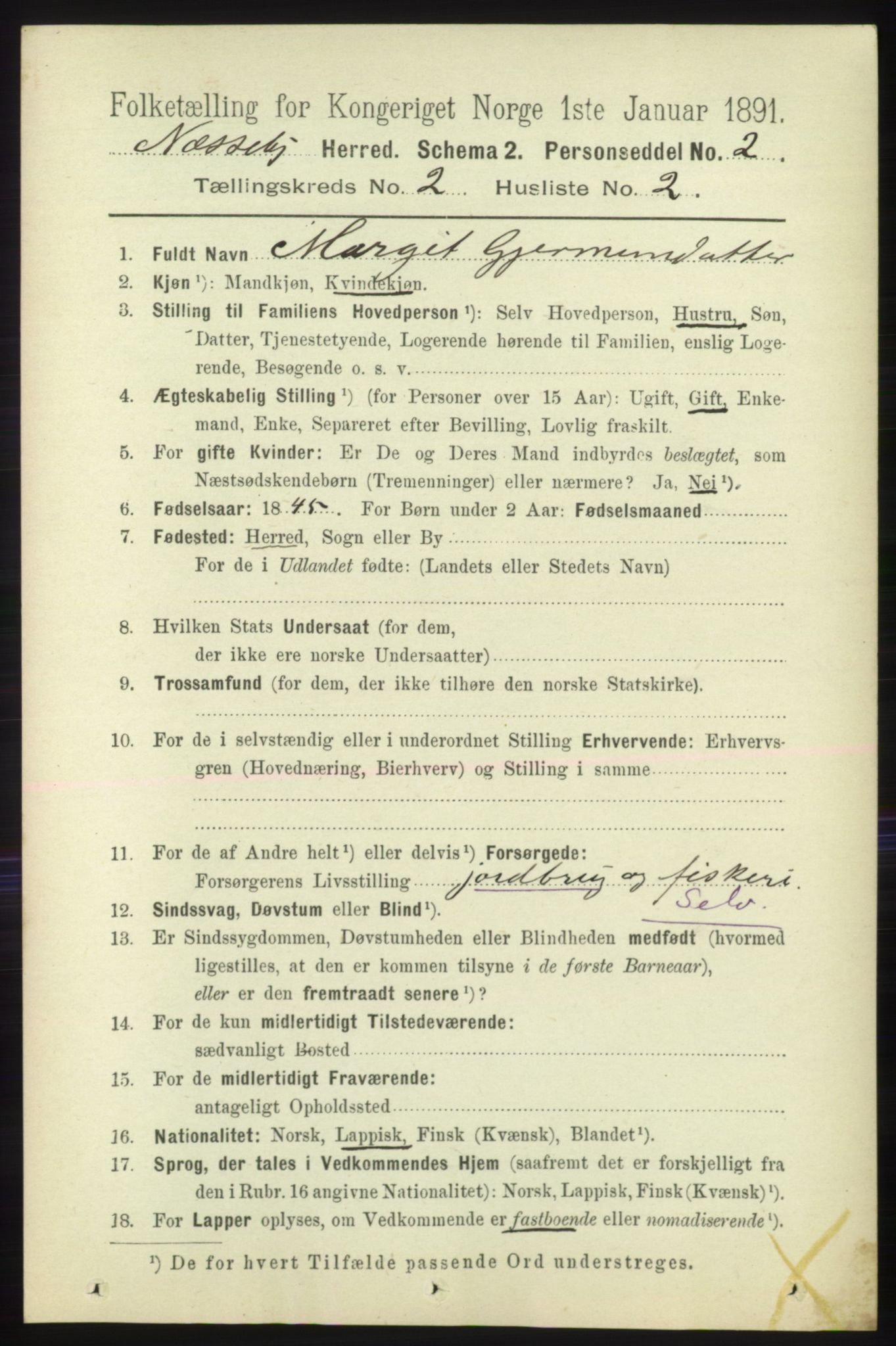 RA, 1891 census for 2027 Nesseby, 1891, p. 644