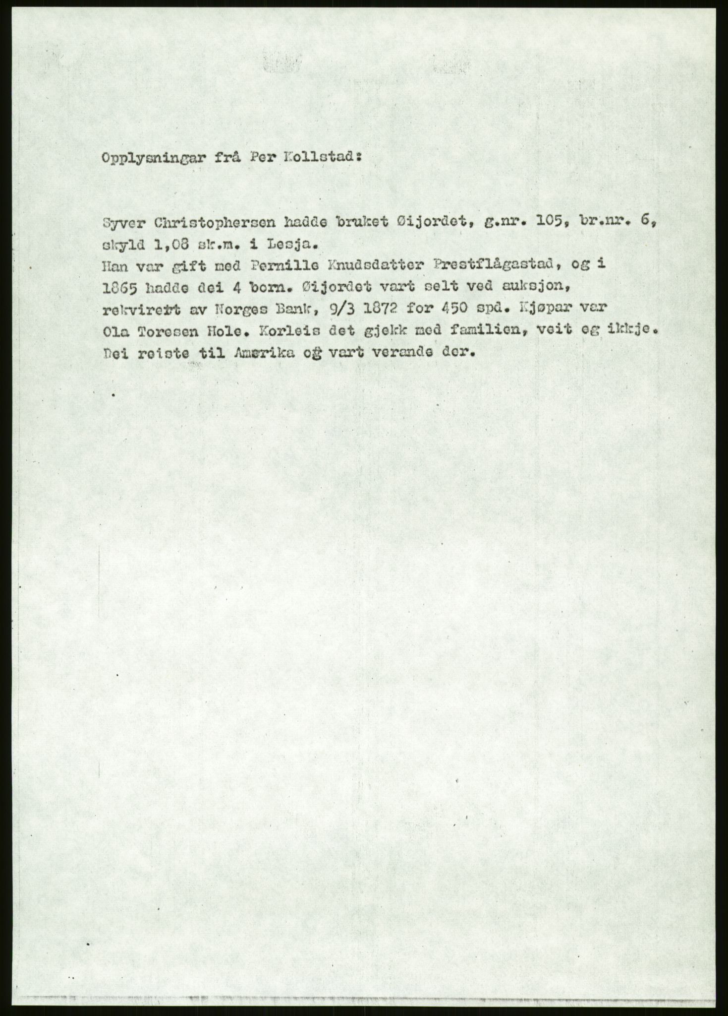 Samlinger til kildeutgivelse, Amerikabrevene, RA/EA-4057/F/L0011: Innlån fra Oppland: Bræin - Knudsen, 1838-1914, p. 137