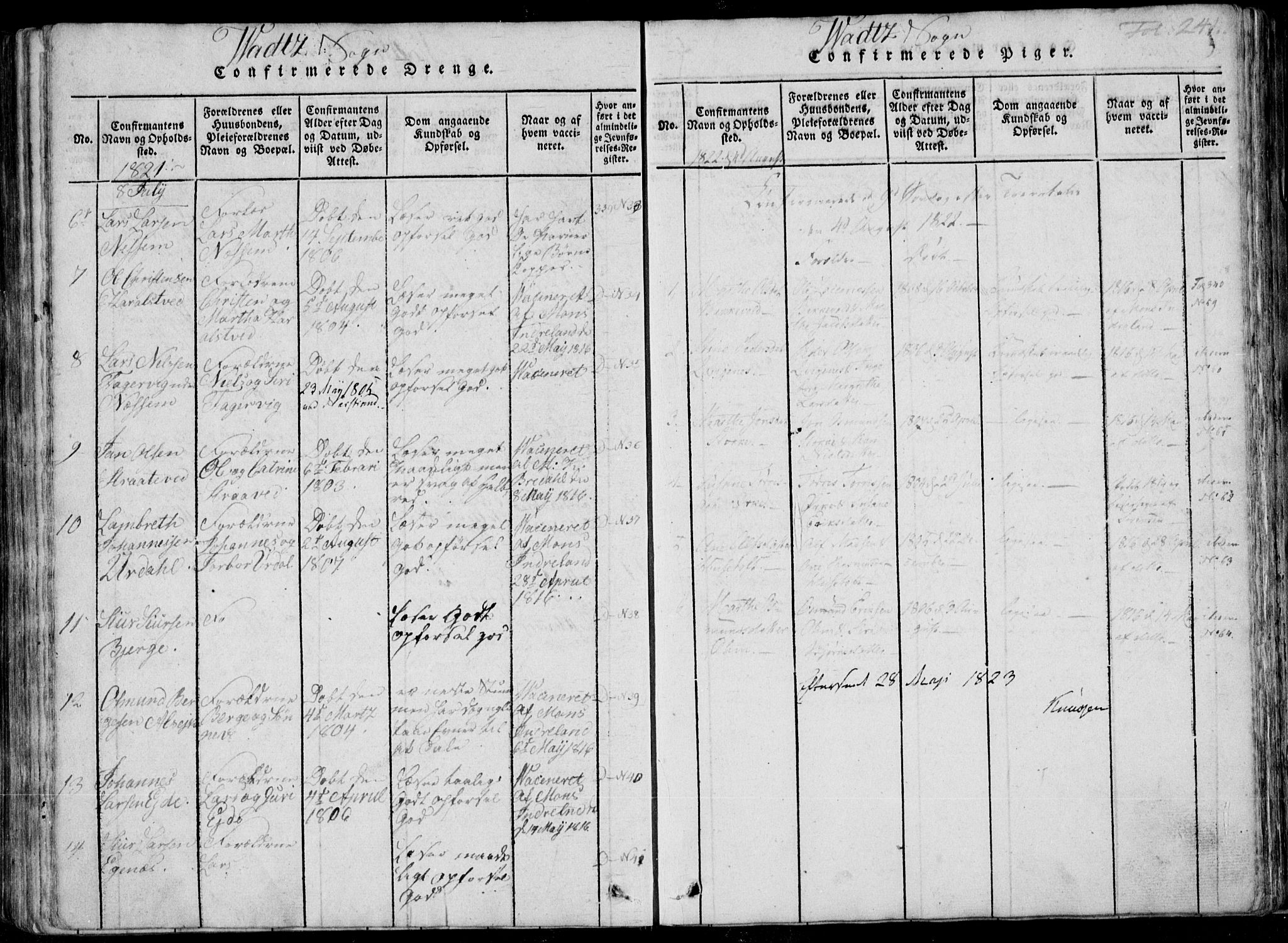 Skjold sokneprestkontor, SAST/A-101847/H/Ha/Haa/L0004: Parish register (official) no. A 4 /2, 1815-1830, p. 241