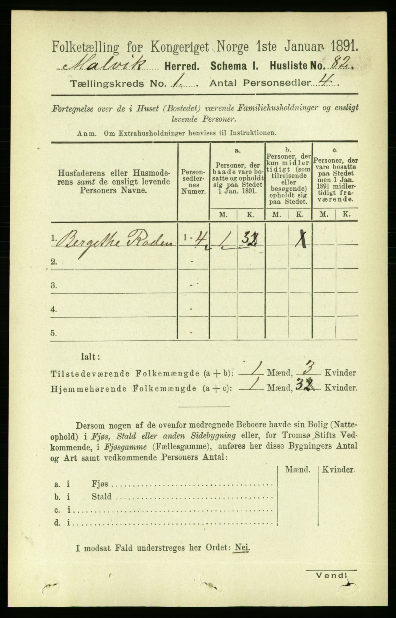 RA, 1891 census for 1663 Malvik, 1891, p. 101