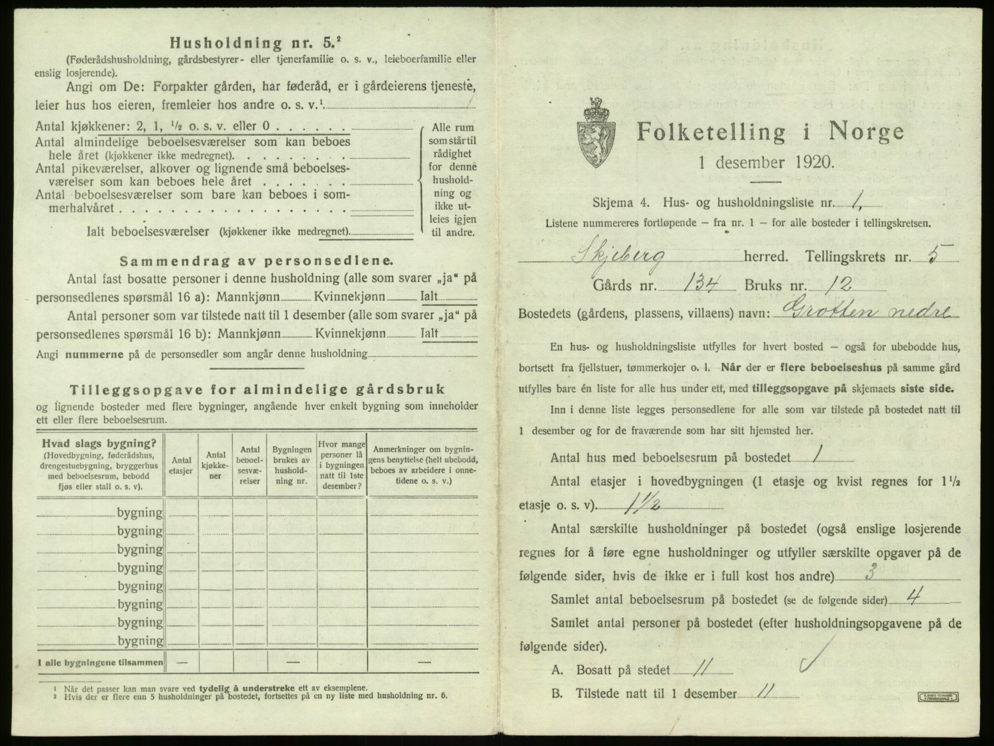 SAO, 1920 census for Skjeberg, 1920, p. 621